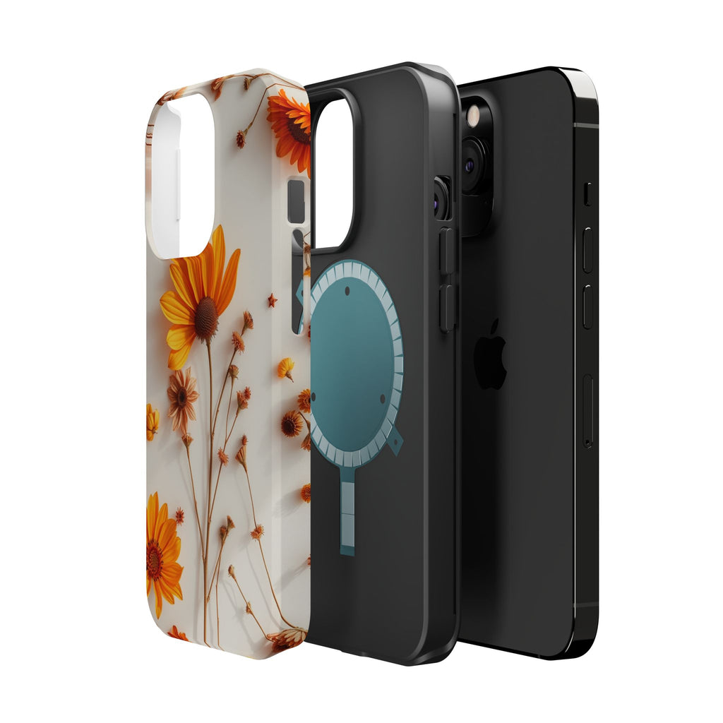 iPhone Mustard And Rust Dried Flower Flat Lay Carry Case Slim Snap Case · iPhone