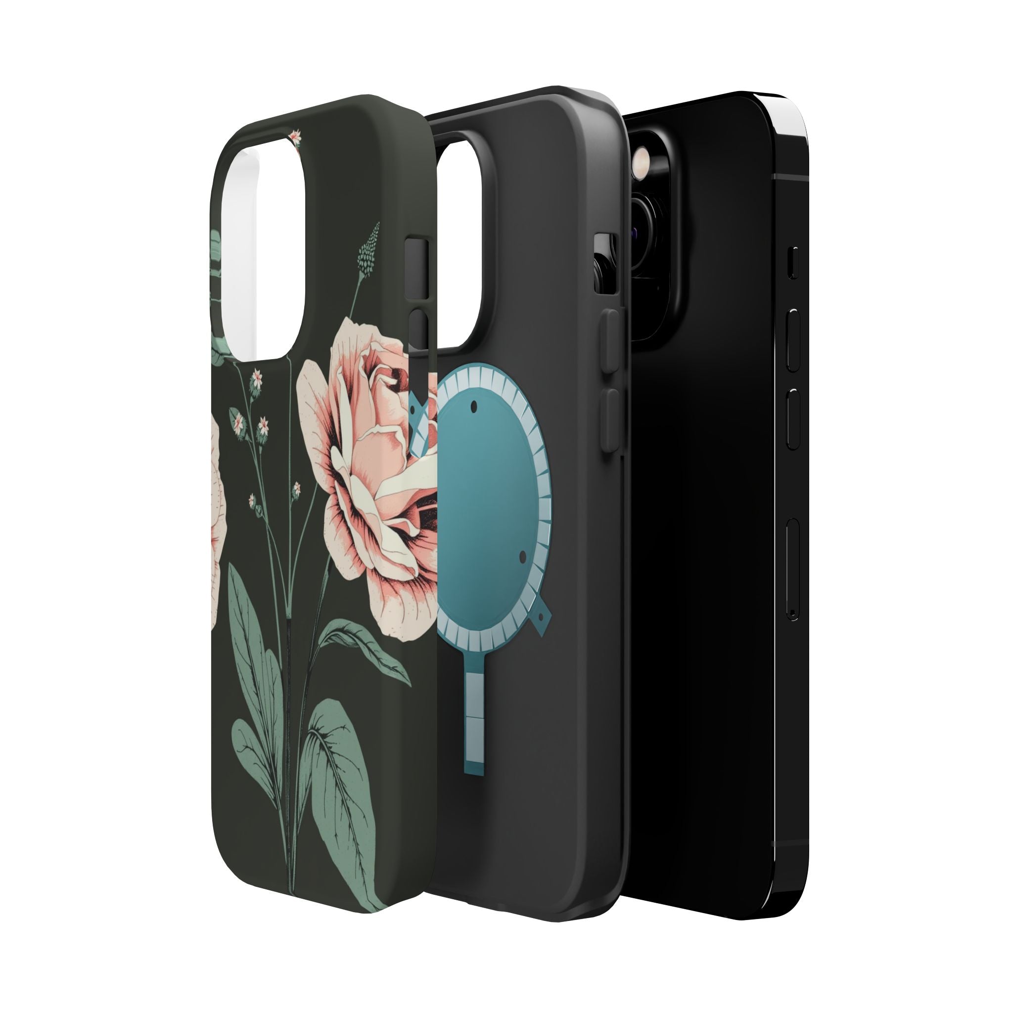 iPhone Mint And Blush Vintage Botanical Print Slim Everyday Designer Case · iPho
