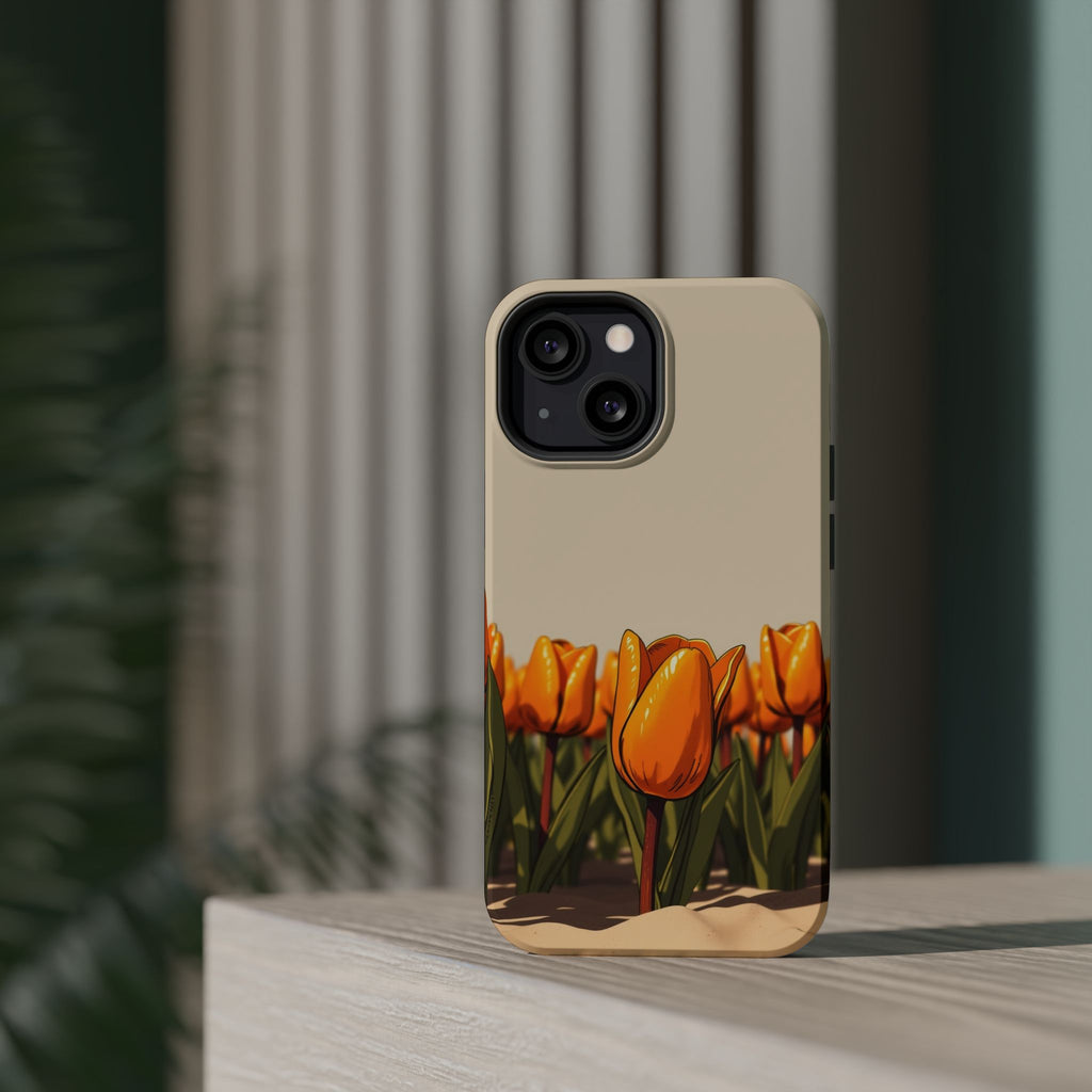 iPhone Burnt Orange And Sand Tulip Row Slim Everyday Designer Case · iPhone Case