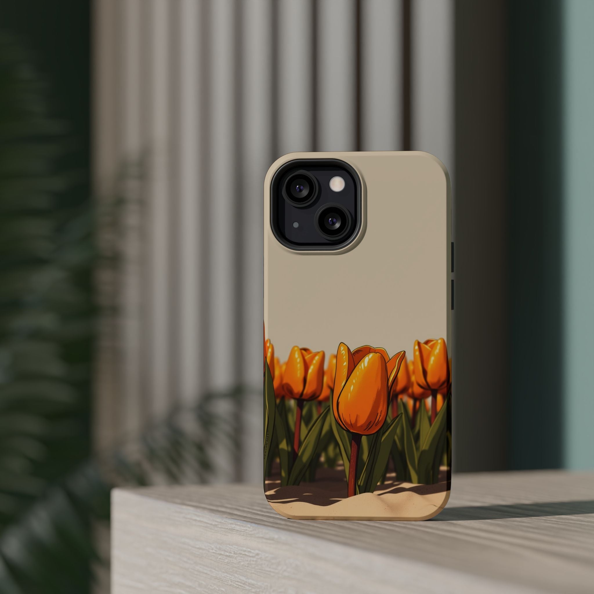 iPhone Burnt Orange And Sand Tulip Row Slim Everyday Designer Case · iPhone Case