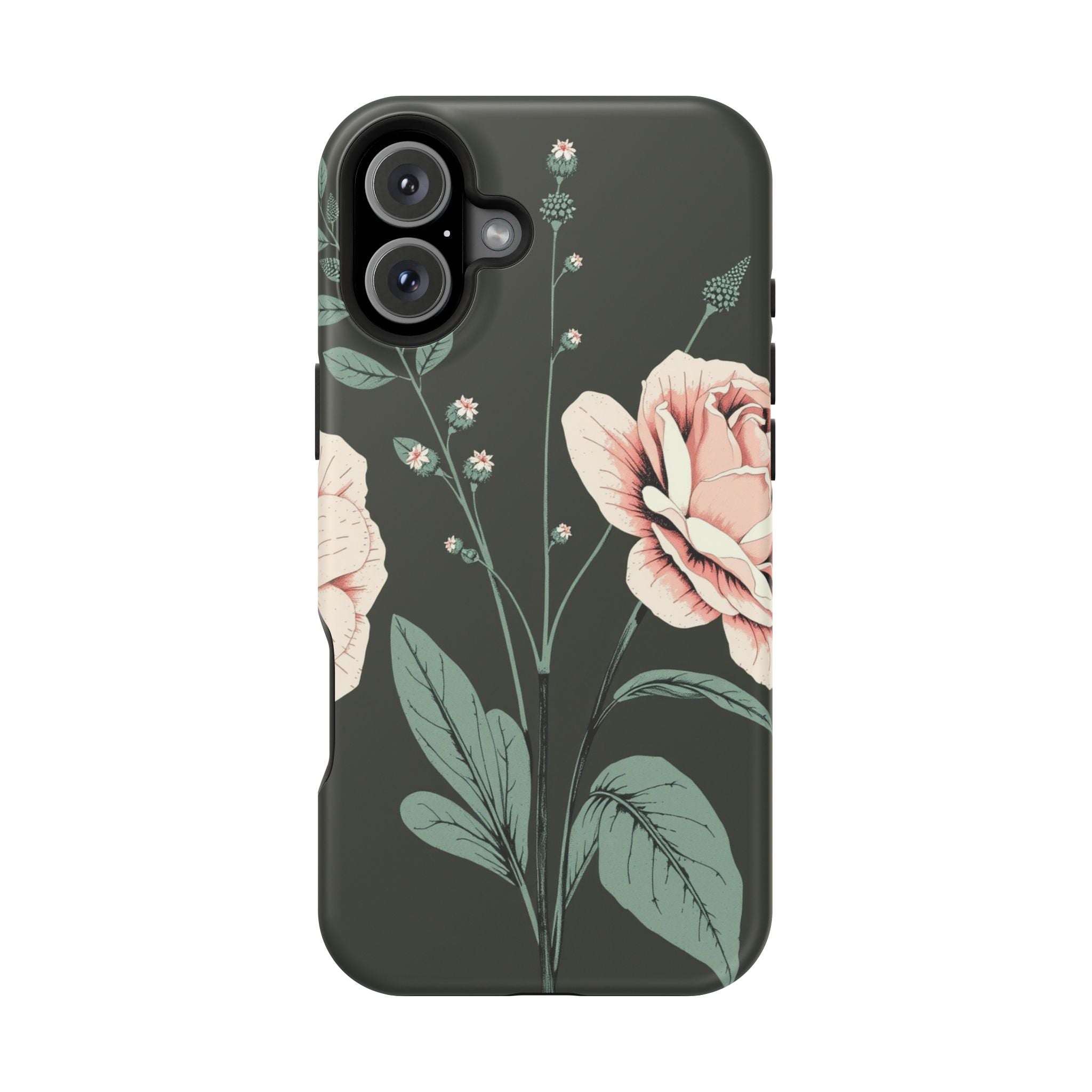 iPhone Mint And Blush Vintage Botanical Print Slim Everyday Designer Case · iPho