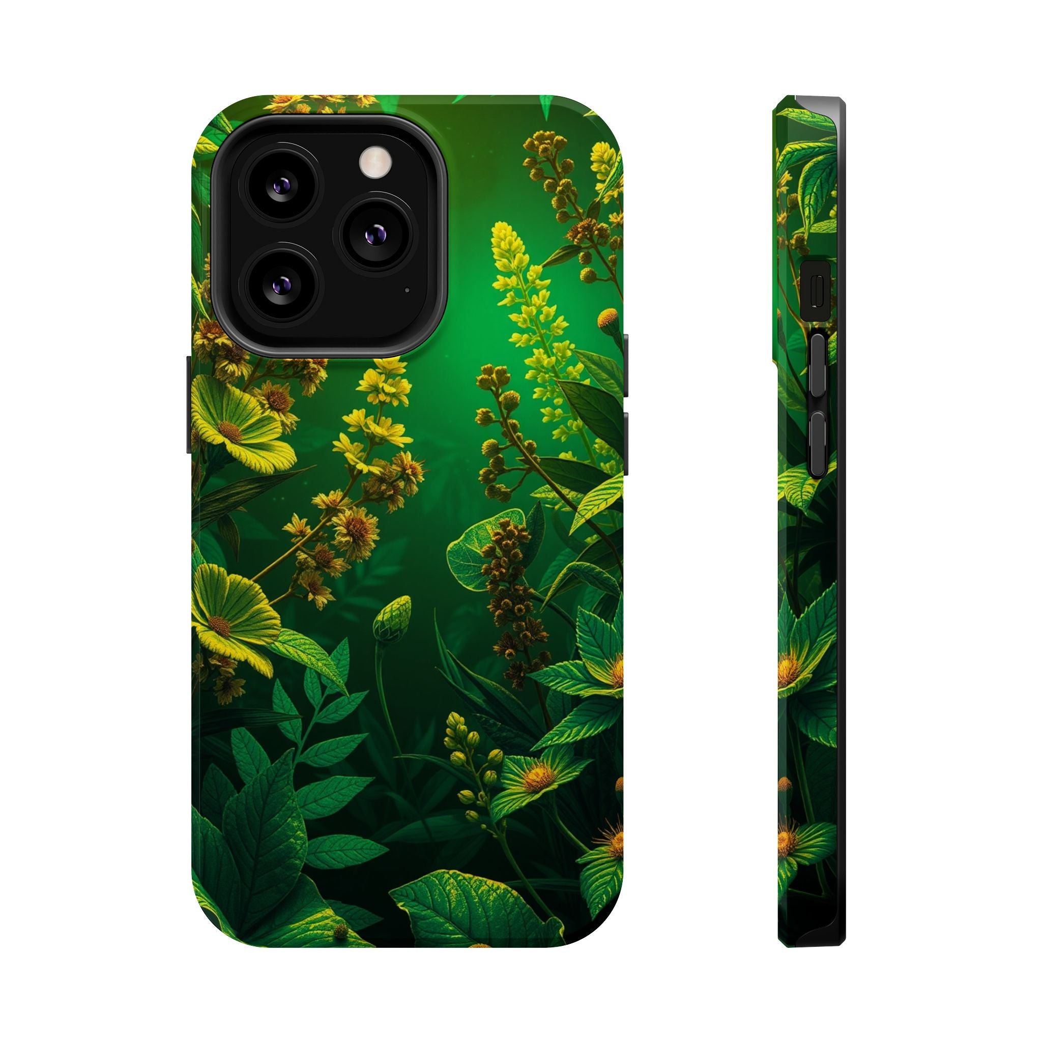 iPhone Emerald Green And Gold Vintage Botanicals Print Slim Snap Case · iPhone C