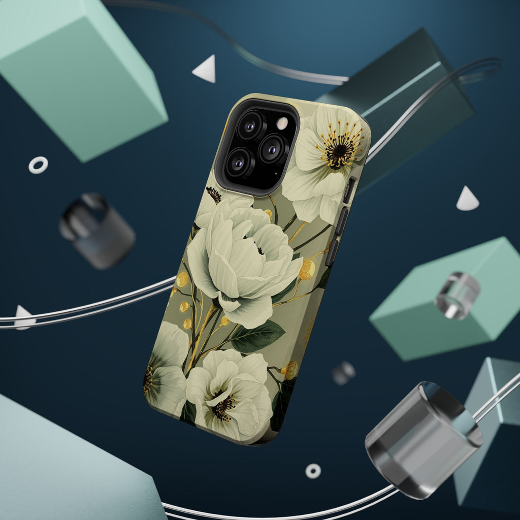 iPhone Sage And Ivory Floral Ink Wash Slim Everyday iPhone 14 Designer · iPhone