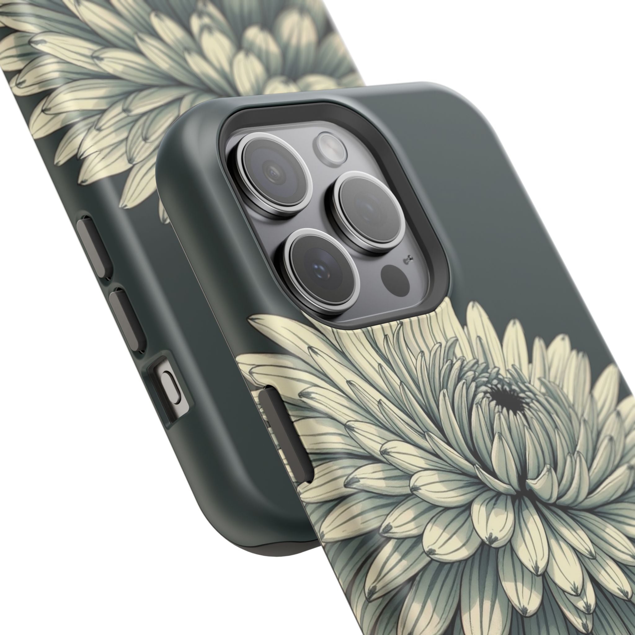 iPhone Chrysanthemum Classic Dark Gothic Ink Carry Case Slim Snap Case · iPhone