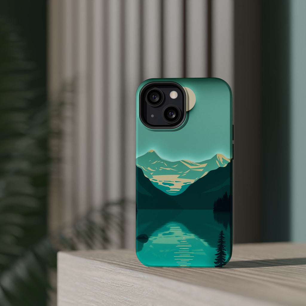 iPhone Glacier Lake Paper Cut Art Bold Modern Everyday Snap Case · iPhone Case