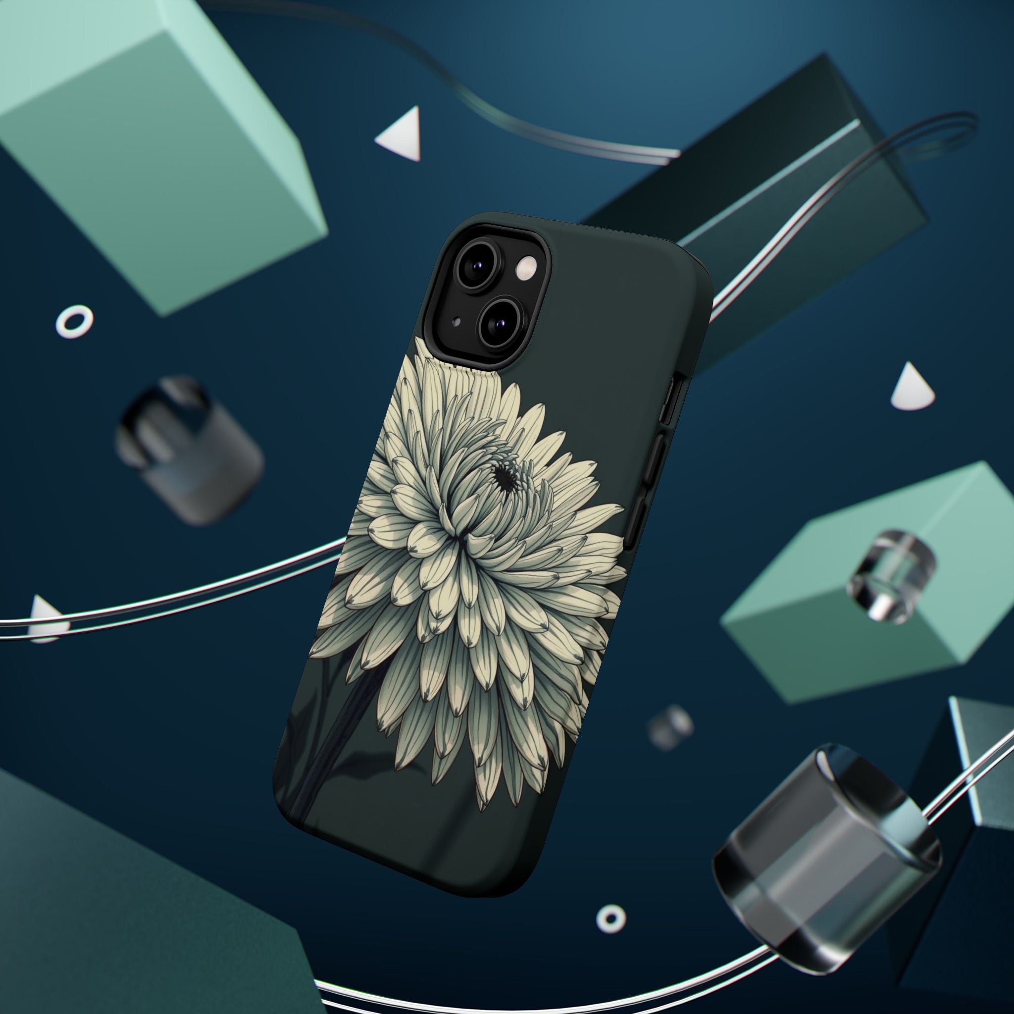 iPhone Chrysanthemum Classic Dark Gothic Ink Carry Case Slim Snap Case · iPhone