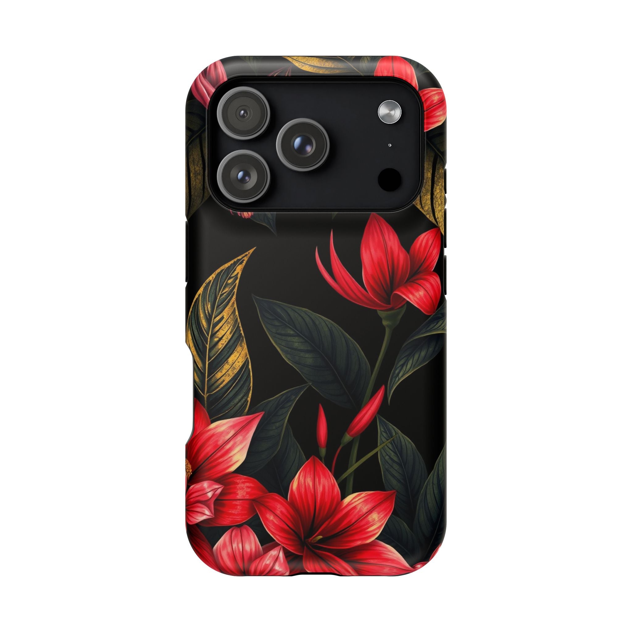 iPhone Black And Crimson Jungle Floral Slim Everyday Designer Case · iPhone Case