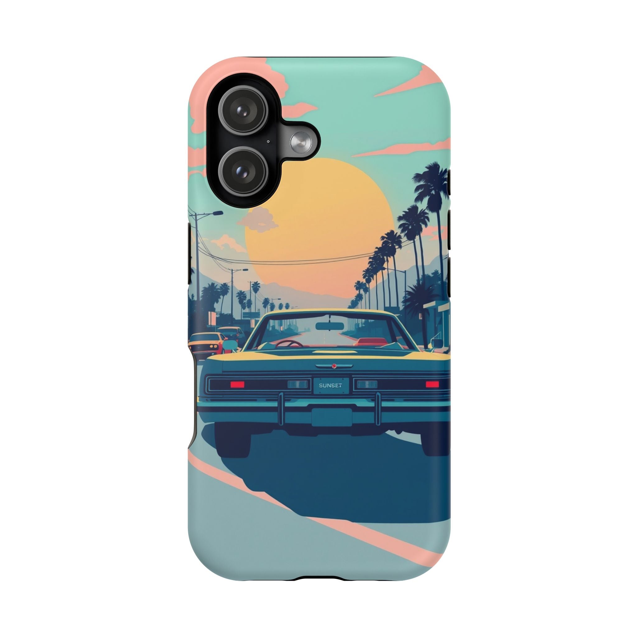 iPhone Sunset Drive 80s Pop Art Bold Slim Everyday Designer Case · iPhone Case