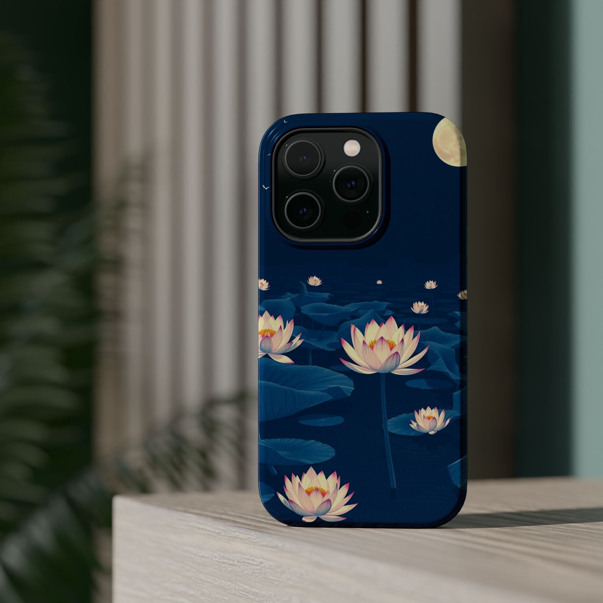 iPhone Midnight Blue And Silver Lotus Pond Slim iPhone Everyday · iPhone Case