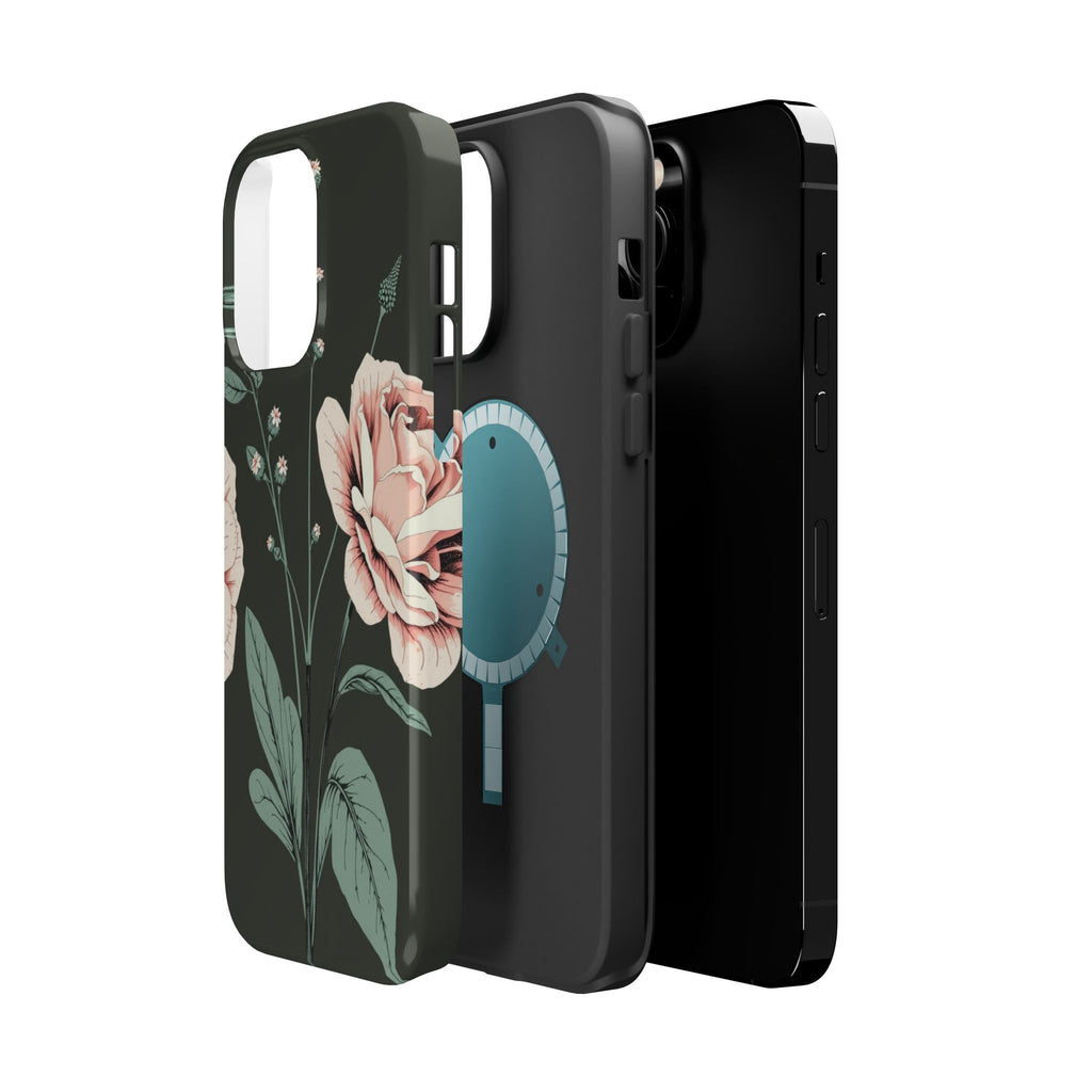 iPhone Mint And Blush Vintage Botanical Print Slim Everyday Designer Case · iPho
