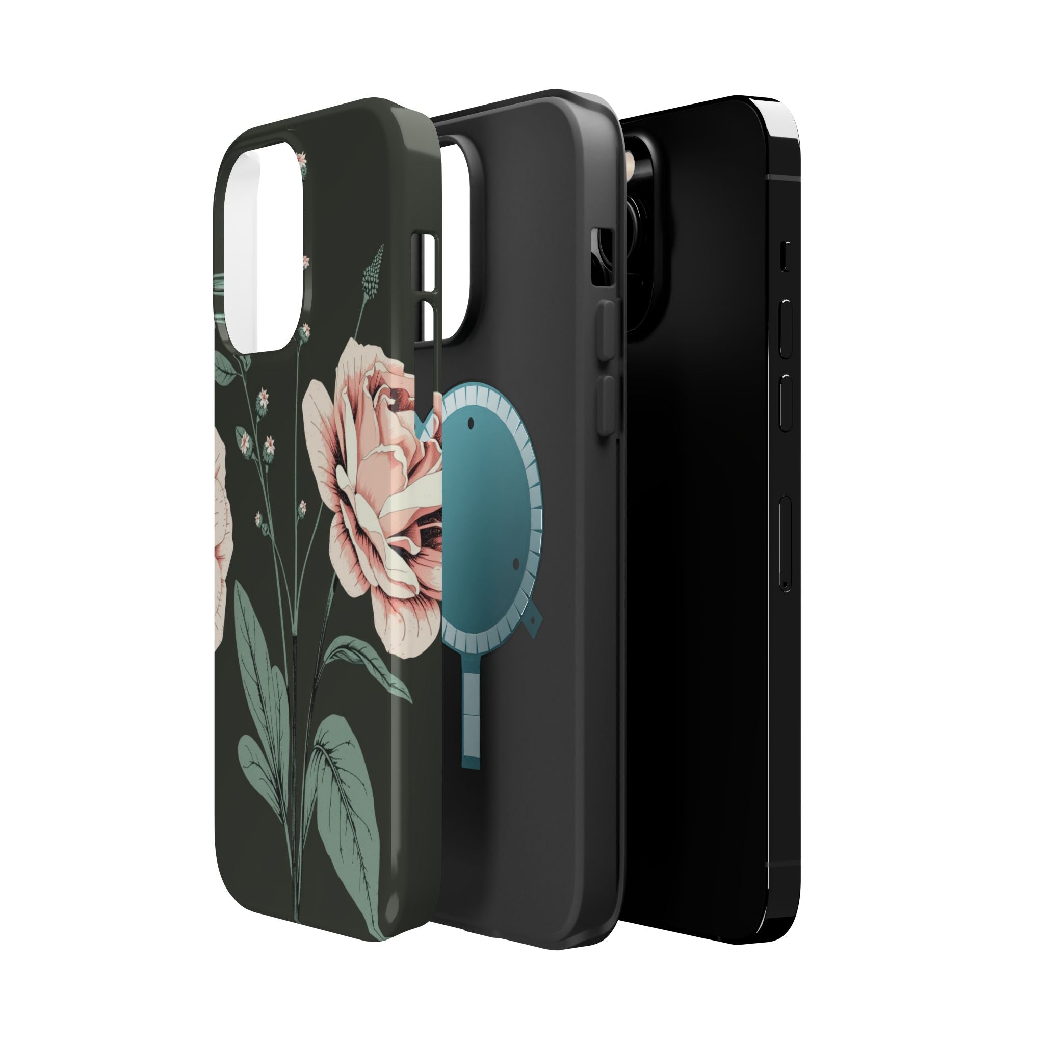 iPhone Mint And Blush Vintage Botanical Print Slim Everyday Designer Case · iPho