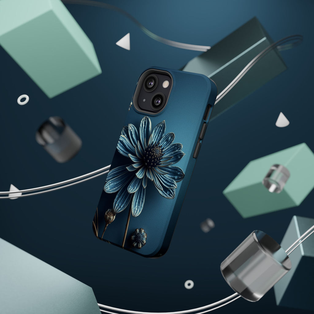 iPhone Midnight Blue And Silver Dried Flower Flat Lay iPhone 15 · iPhone Case