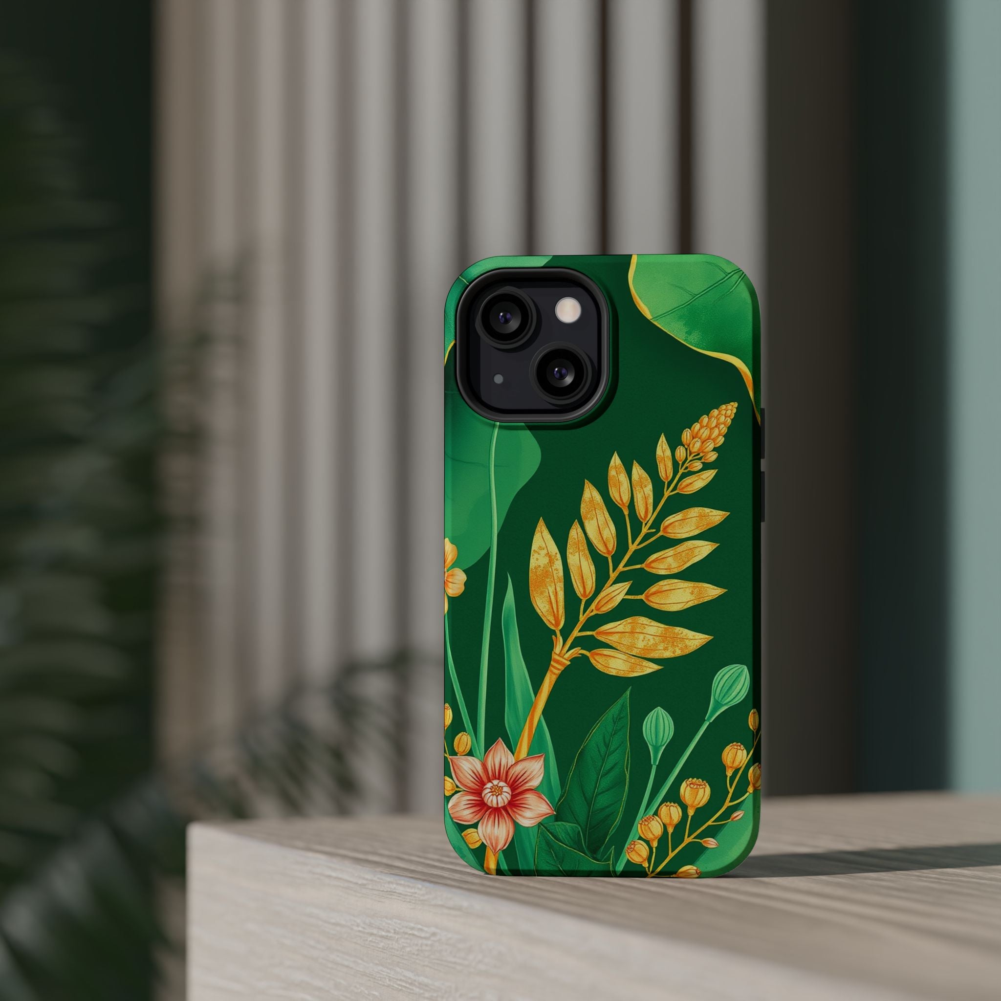 iPhone Emerald Green And Gold Botanical Illustration Ga Slim Snap Case · iPhone