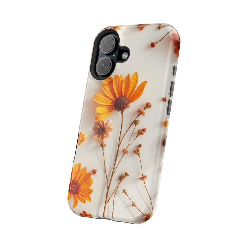 iPhone Mustard And Rust Dried Flower Flat Lay Carry Case Slim Snap Case · iPhone