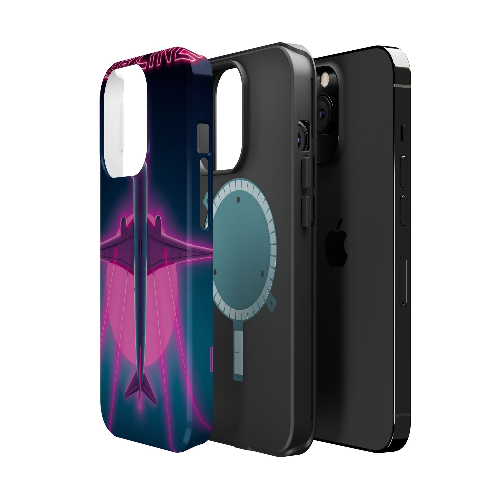 iPhone Cyan And Magenta Retro Airline Poster Slim Everyday Designer Case · iPhon