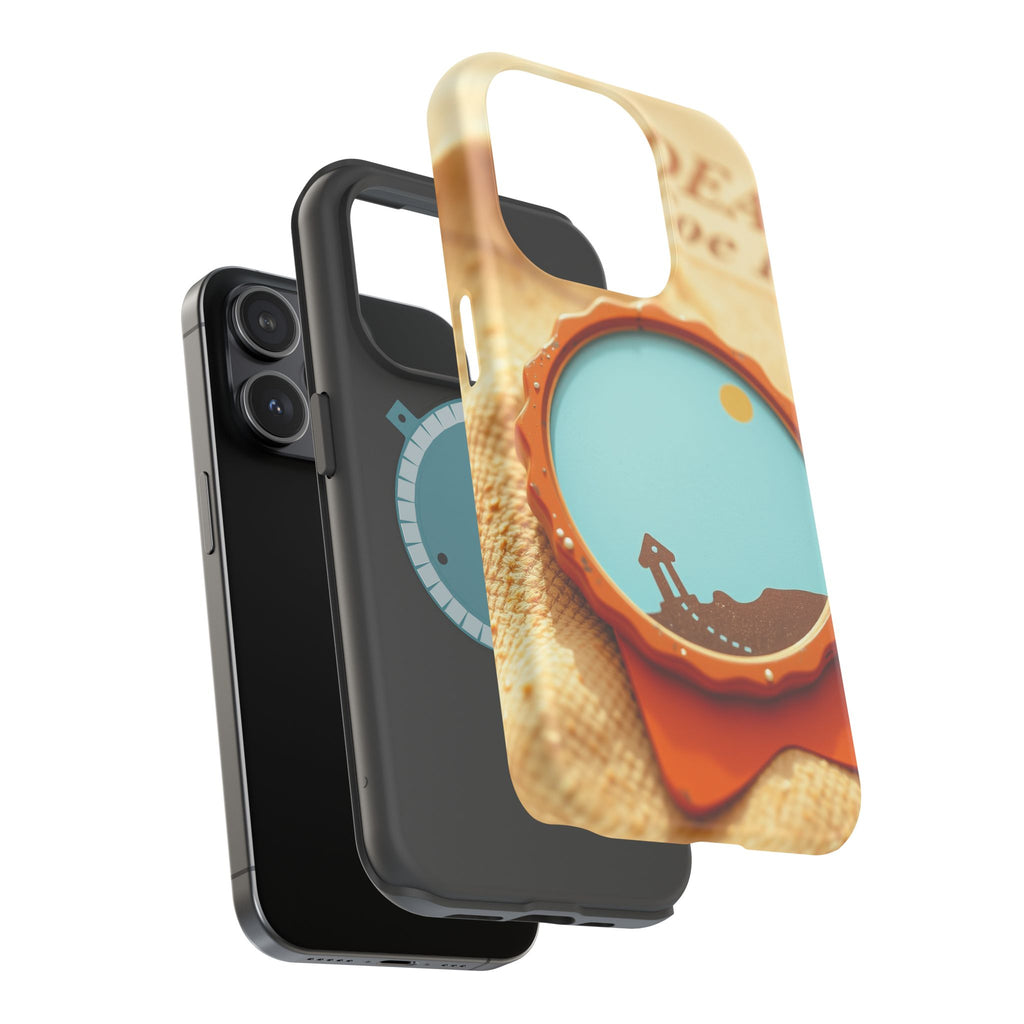 iPhone Burnt Orange And Sand Retro Travel Badge Soft Finish Everyday Case · iPho
