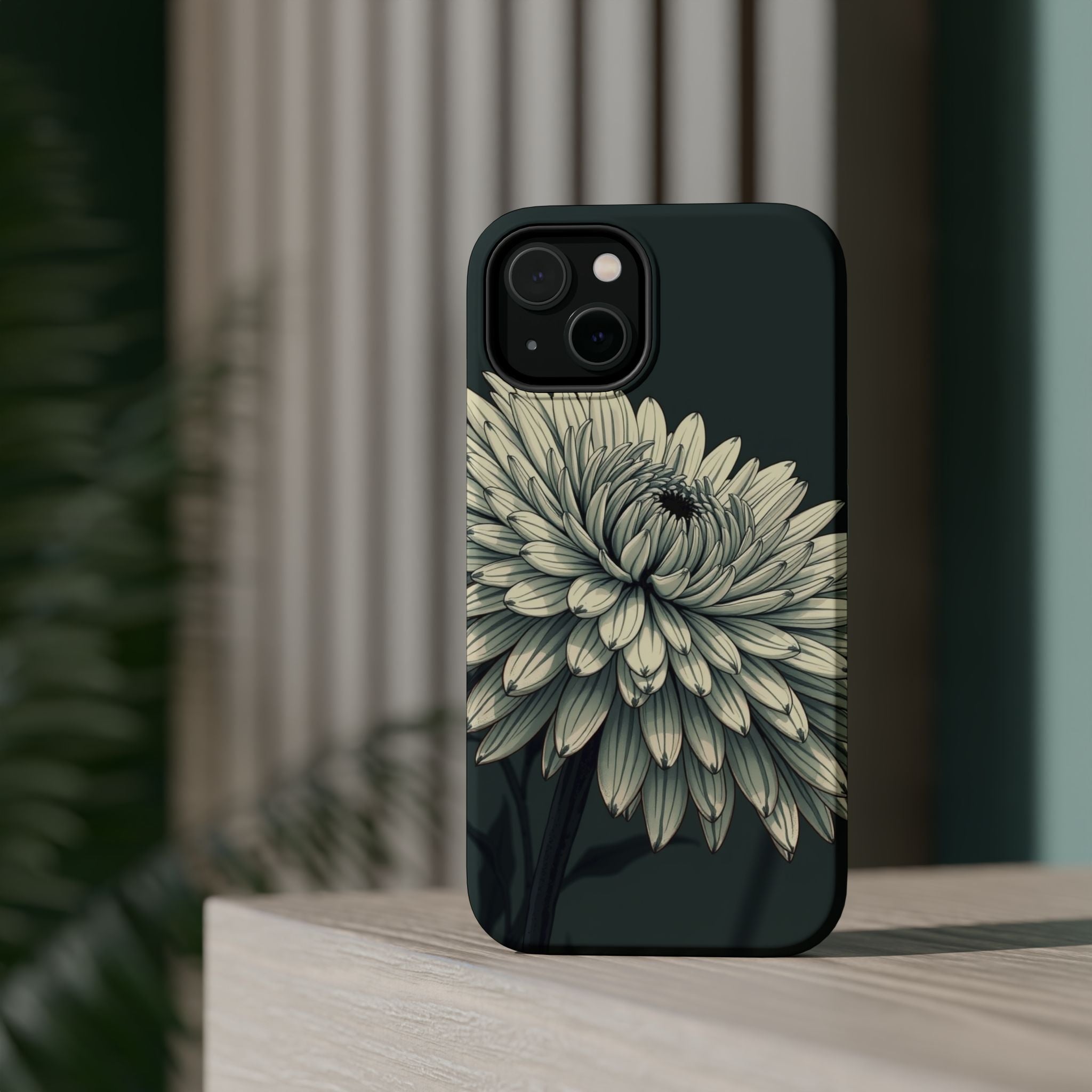 iPhone Chrysanthemum Classic Dark Gothic Ink Carry Case Slim Snap Case · iPhone
