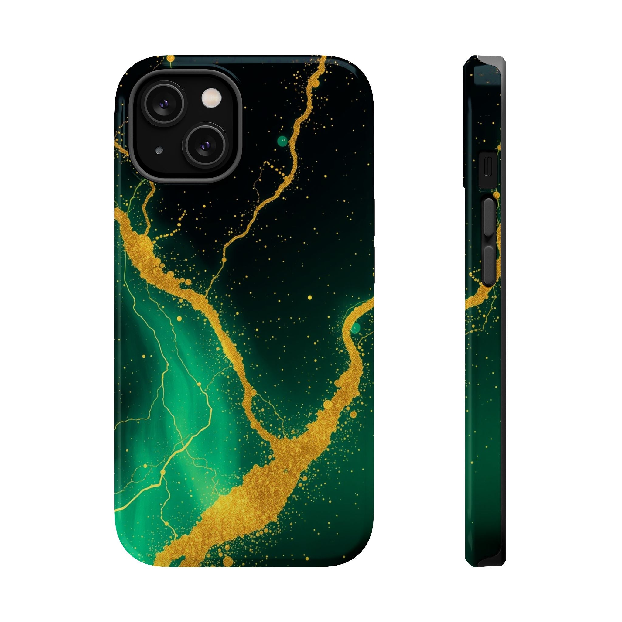iPhone Emerald Green And Gold Petal Storm Slim iPhone Everyday Designer · iPhone