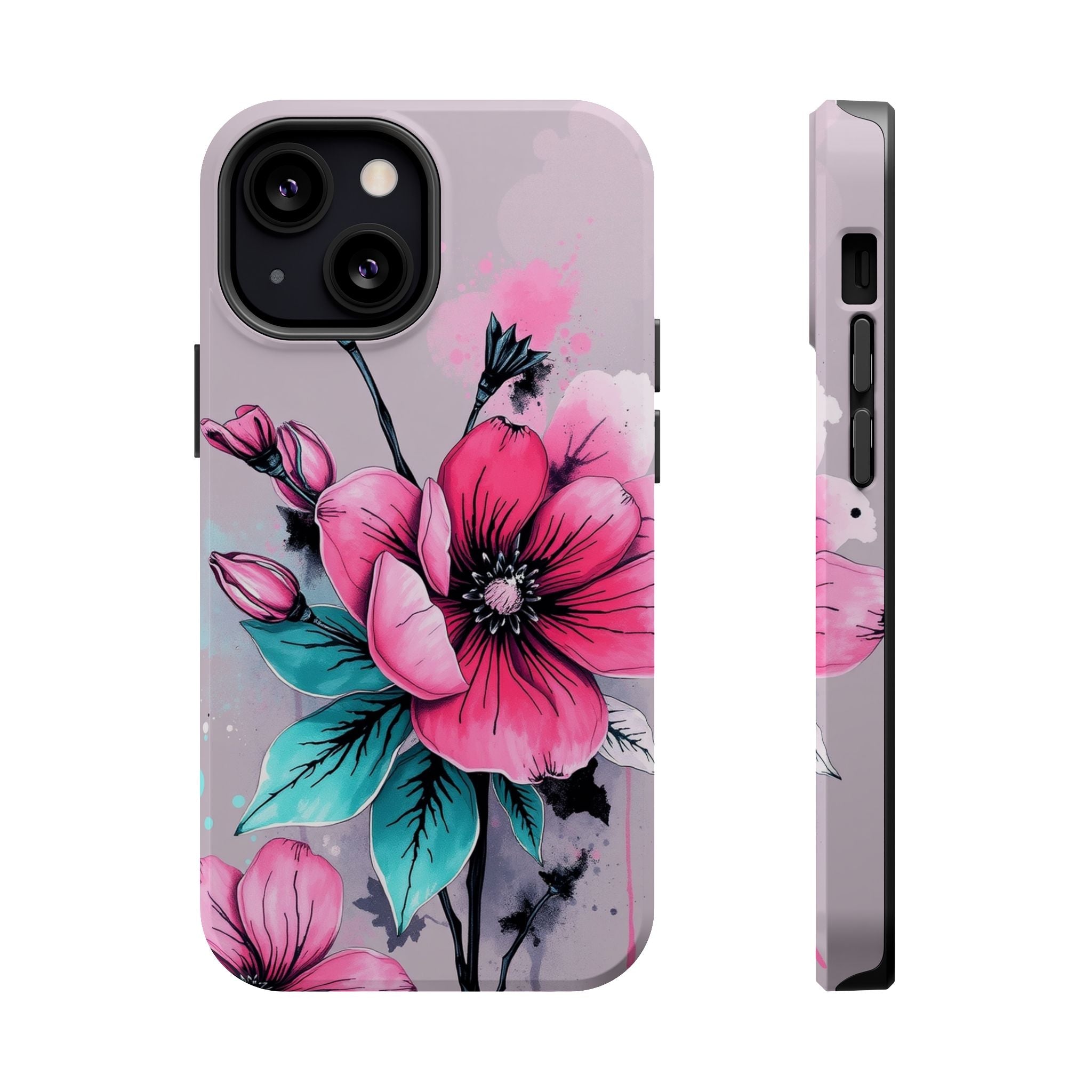 iPhone Mint And Blush Floral Ink Wash Slim Everyday Designer Case · iPhone Case