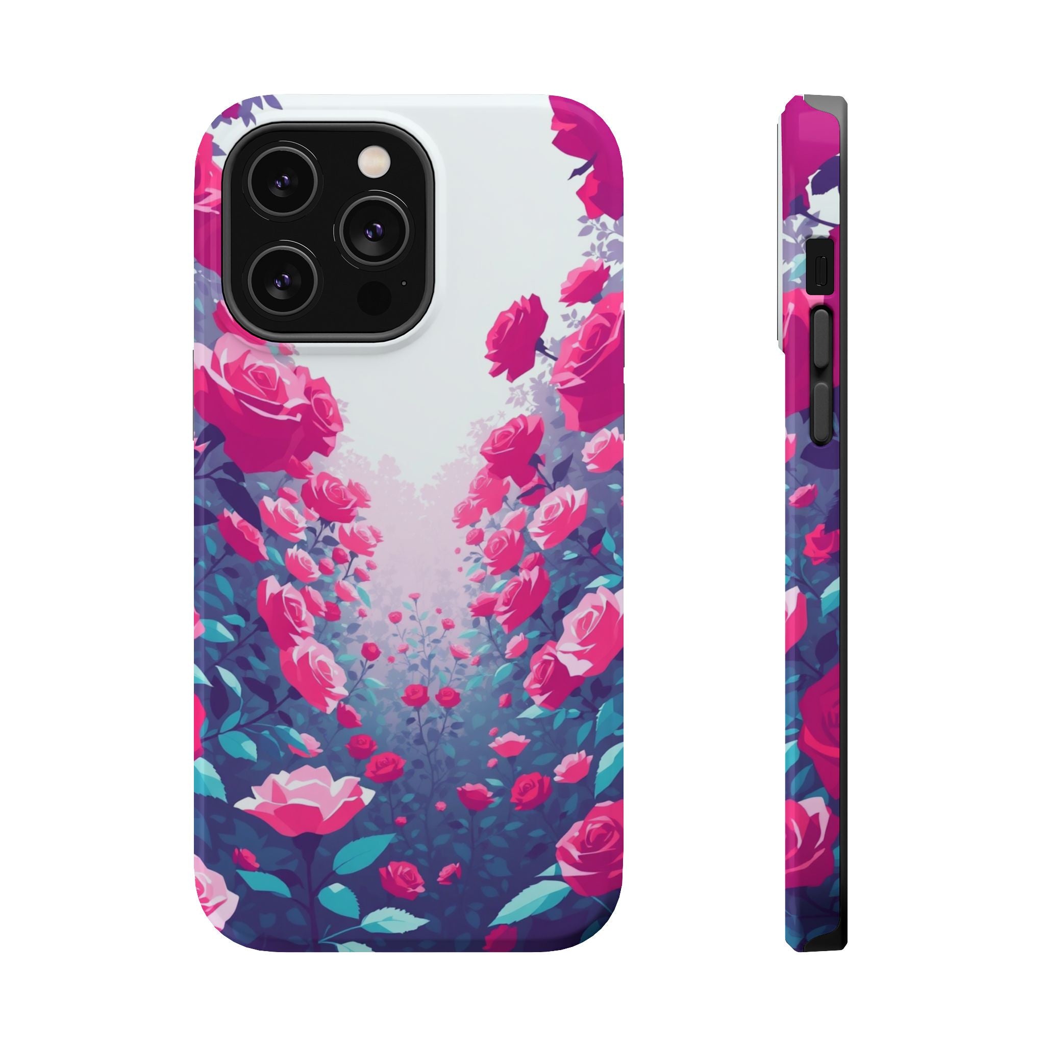 iPhone Cyan And Magenta Rose Garden Slim Everyday Designer Case · iPhone Case