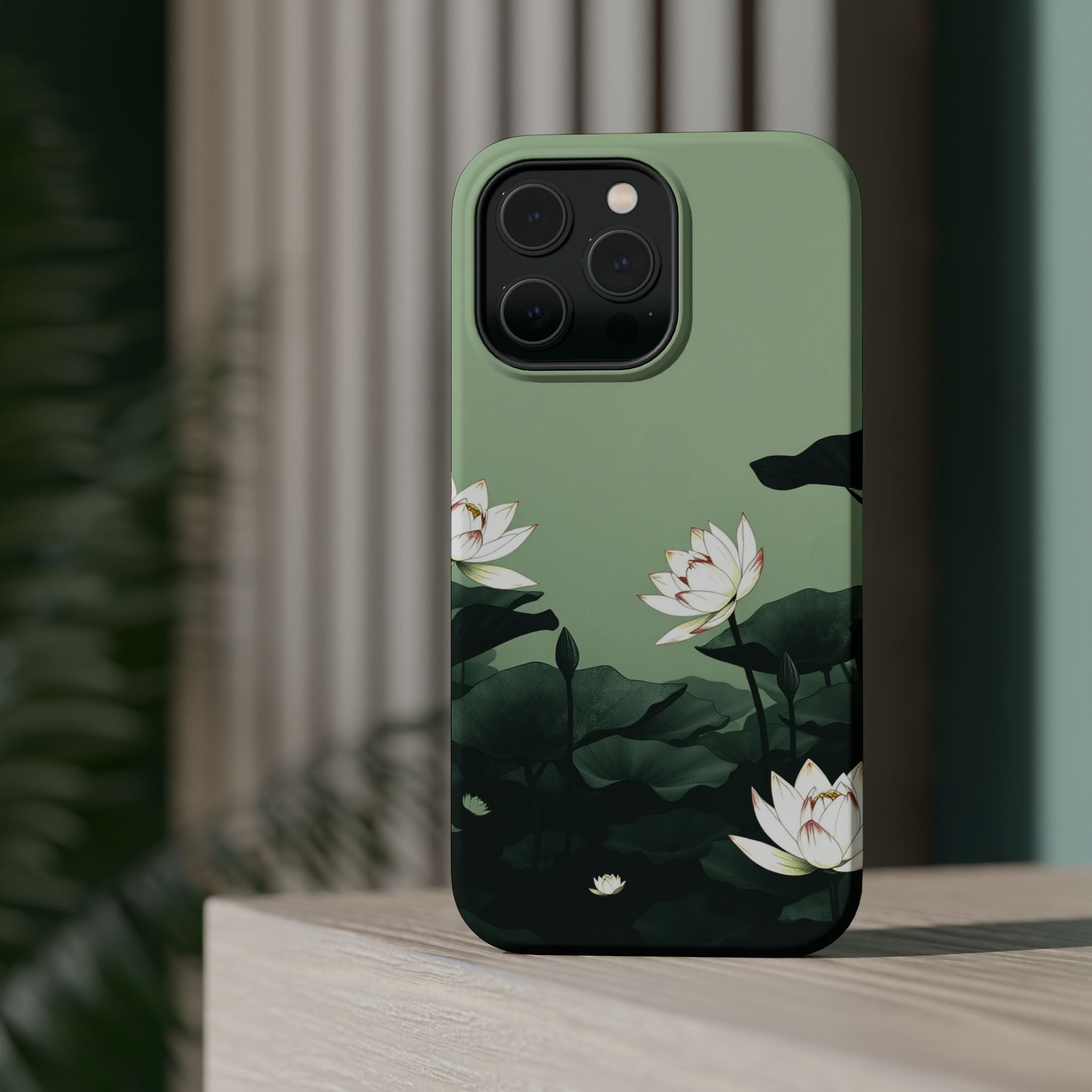 iPhone Sage And Ivory Lotus Pond Bold Modern Everyday Snap Case · iPhone Case