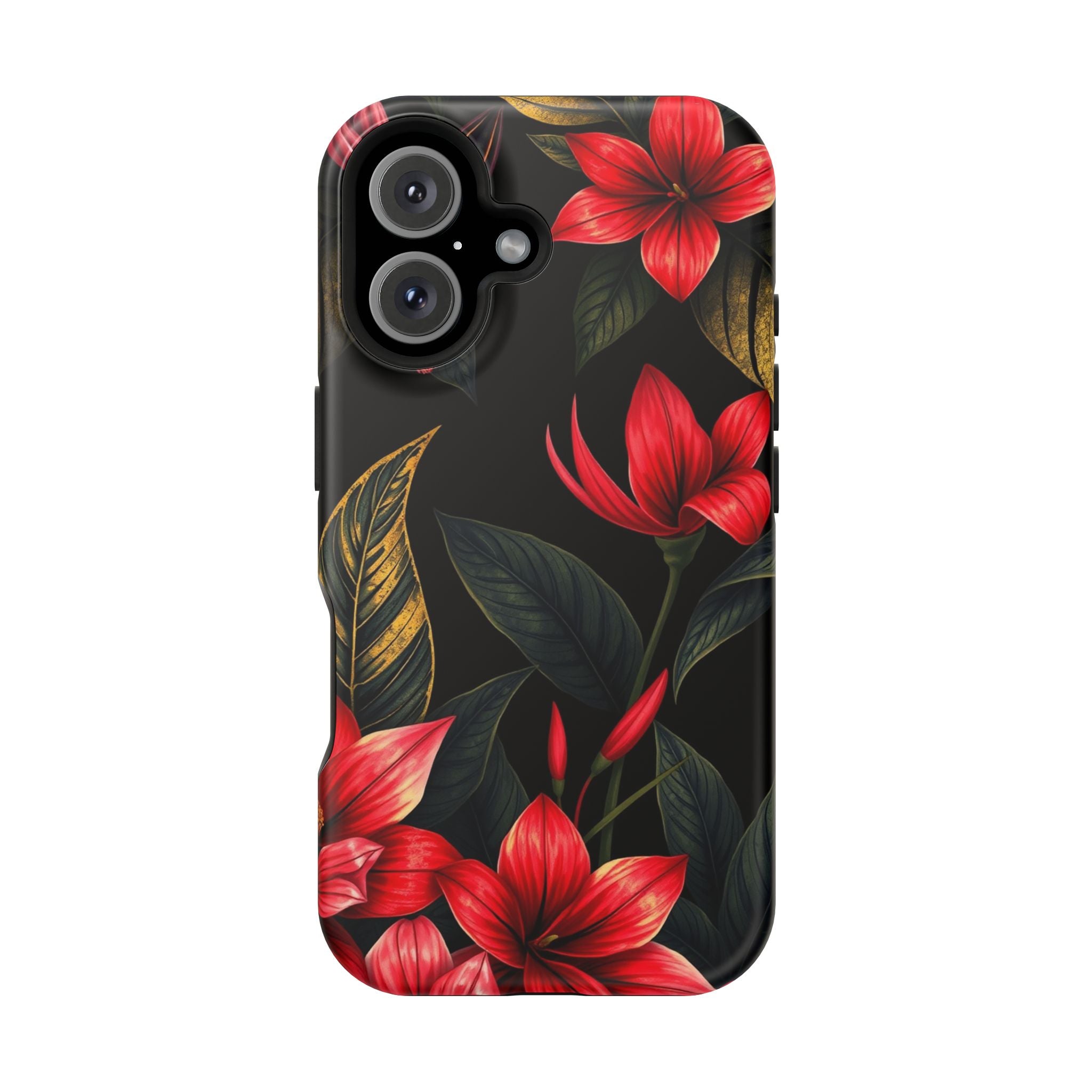 iPhone Black And Crimson Jungle Floral Slim Everyday Designer Case · iPhone Case