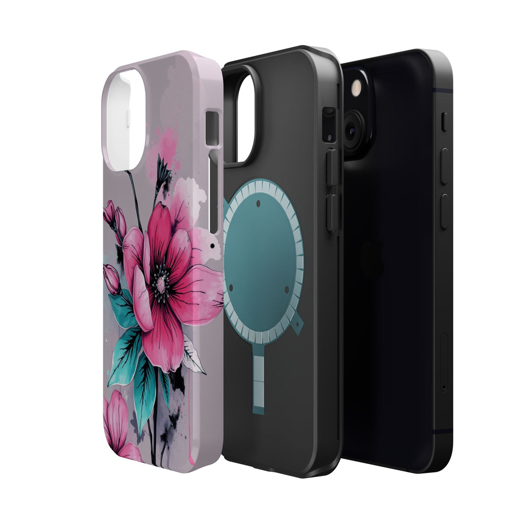 iPhone Mint And Blush Floral Ink Wash Slim Everyday Designer Case · iPhone Case