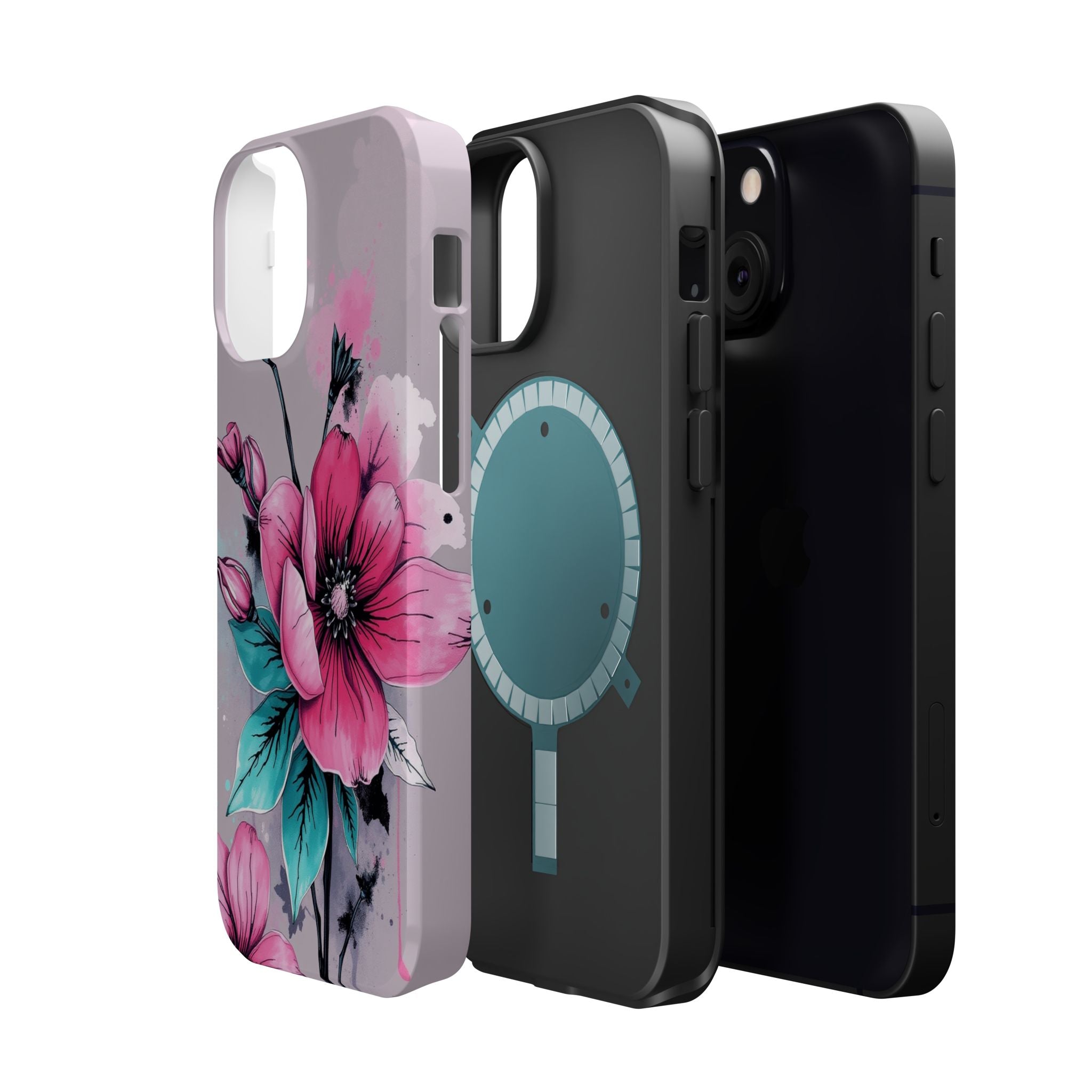 iPhone Mint And Blush Floral Ink Wash Slim Everyday Designer Case · iPhone Case