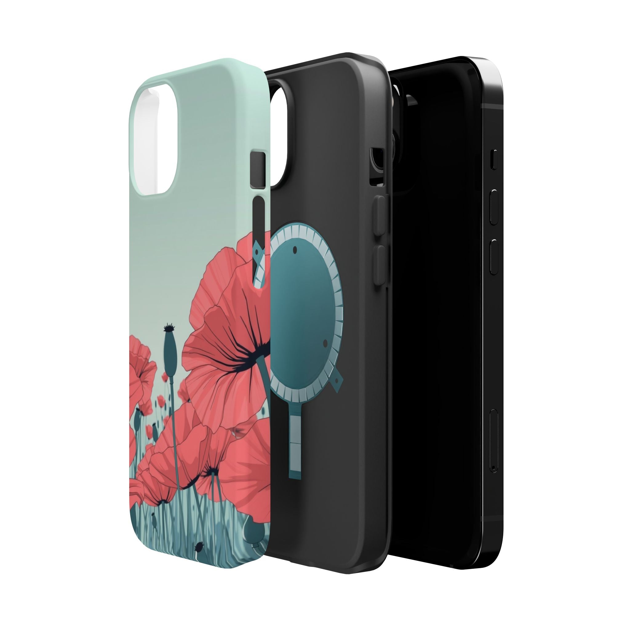 iPhone Mint And Blush Poppy Field Bold Modern Everyday Snap Case · iPhone Case