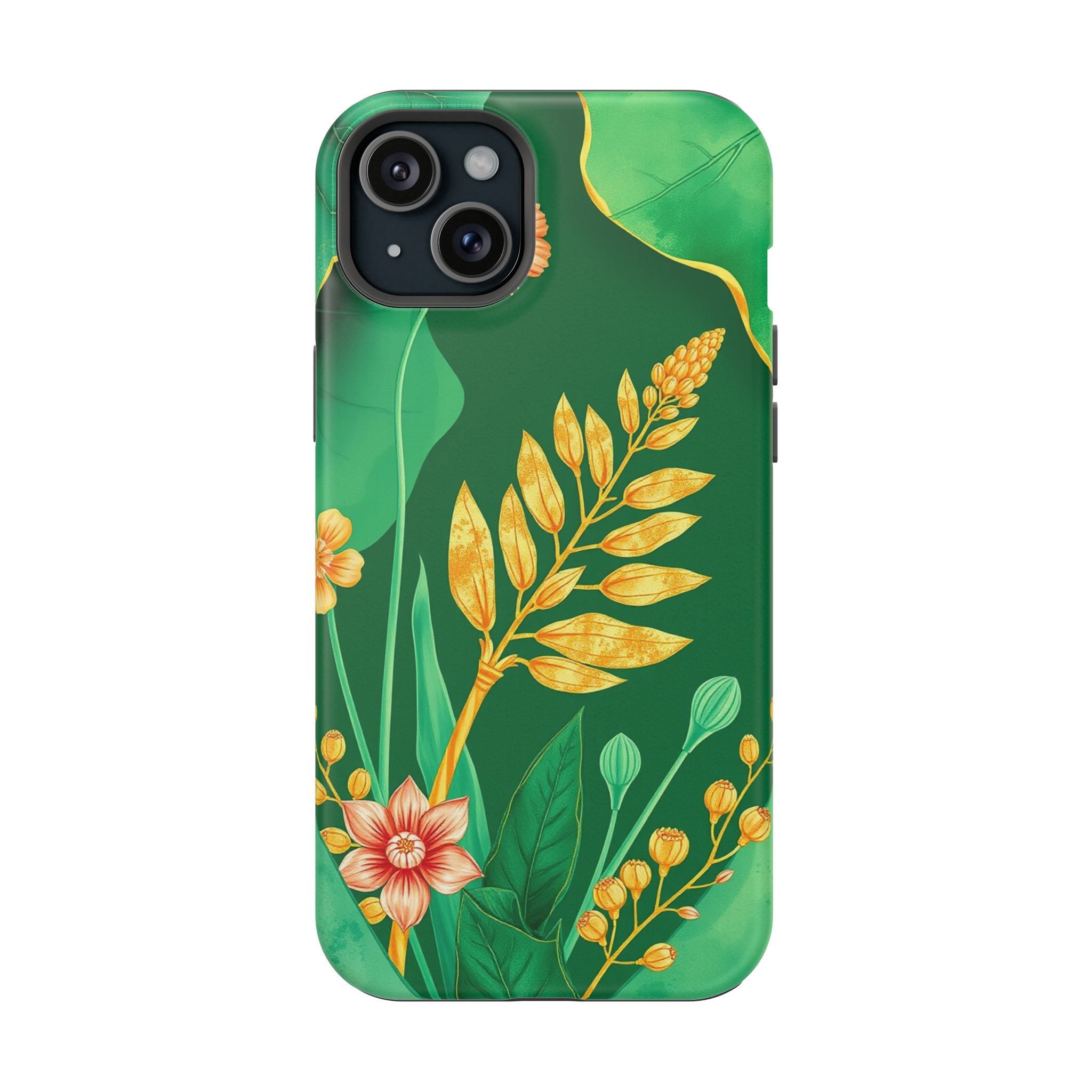 iPhone Emerald Green And Gold Botanical Illustration Ga Slim Snap Case · iPhone