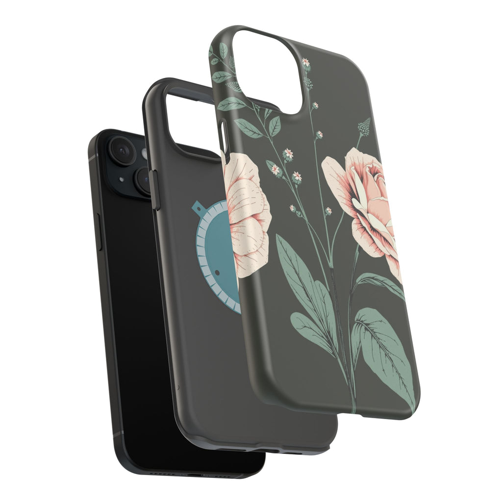 iPhone Mint And Blush Vintage Botanical Print Slim Everyday Designer Case · iPho