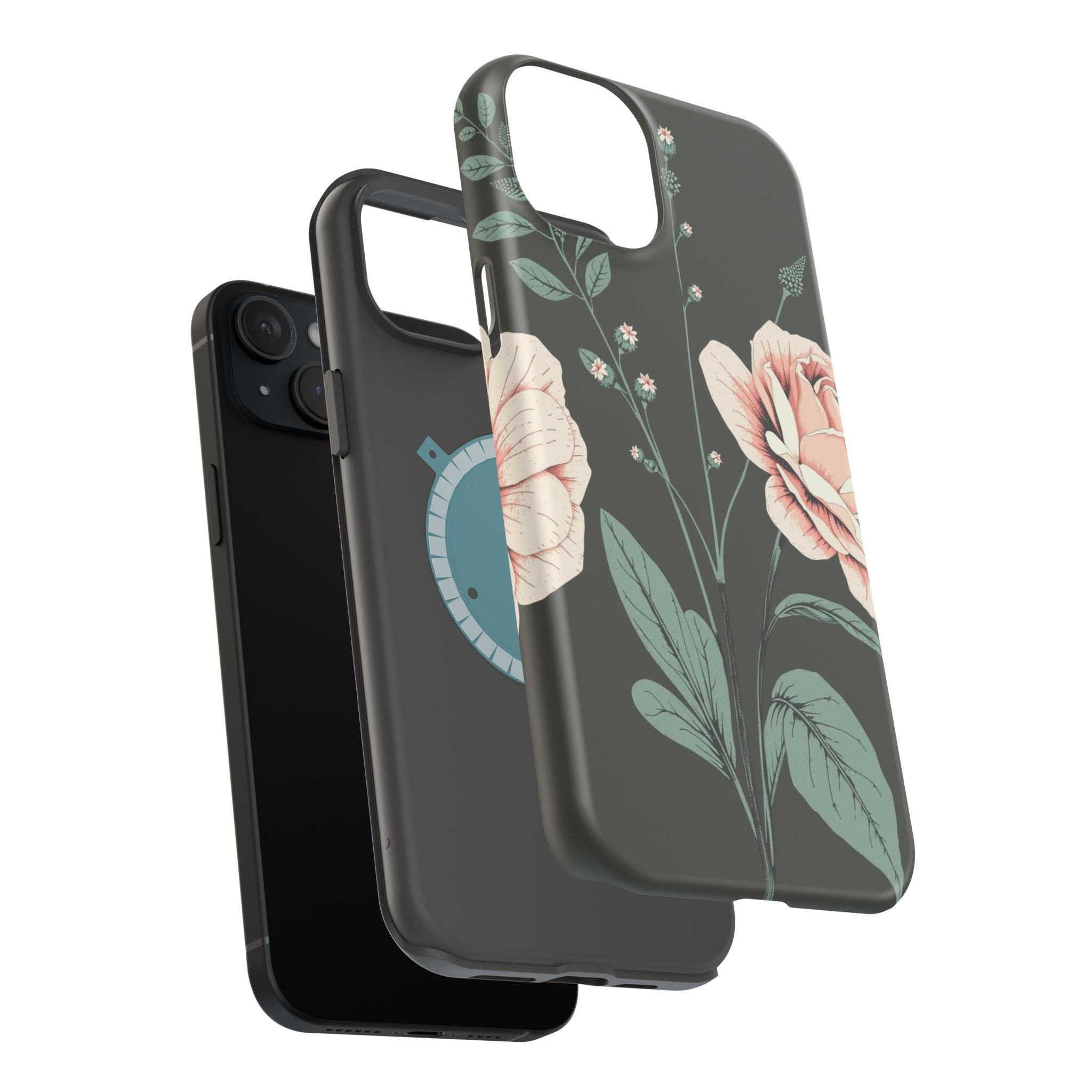 iPhone Mint And Blush Vintage Botanical Print Slim Everyday Designer Case · iPho
