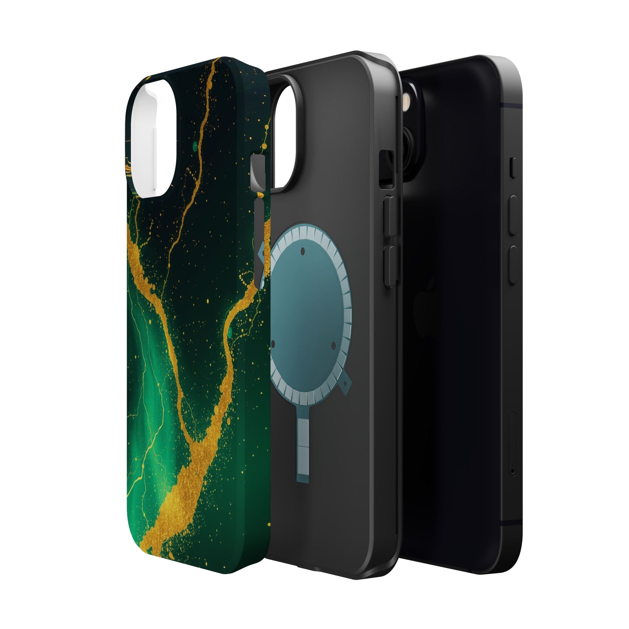 iPhone Emerald Green And Gold Petal Storm Slim iPhone Everyday Designer · iPhone