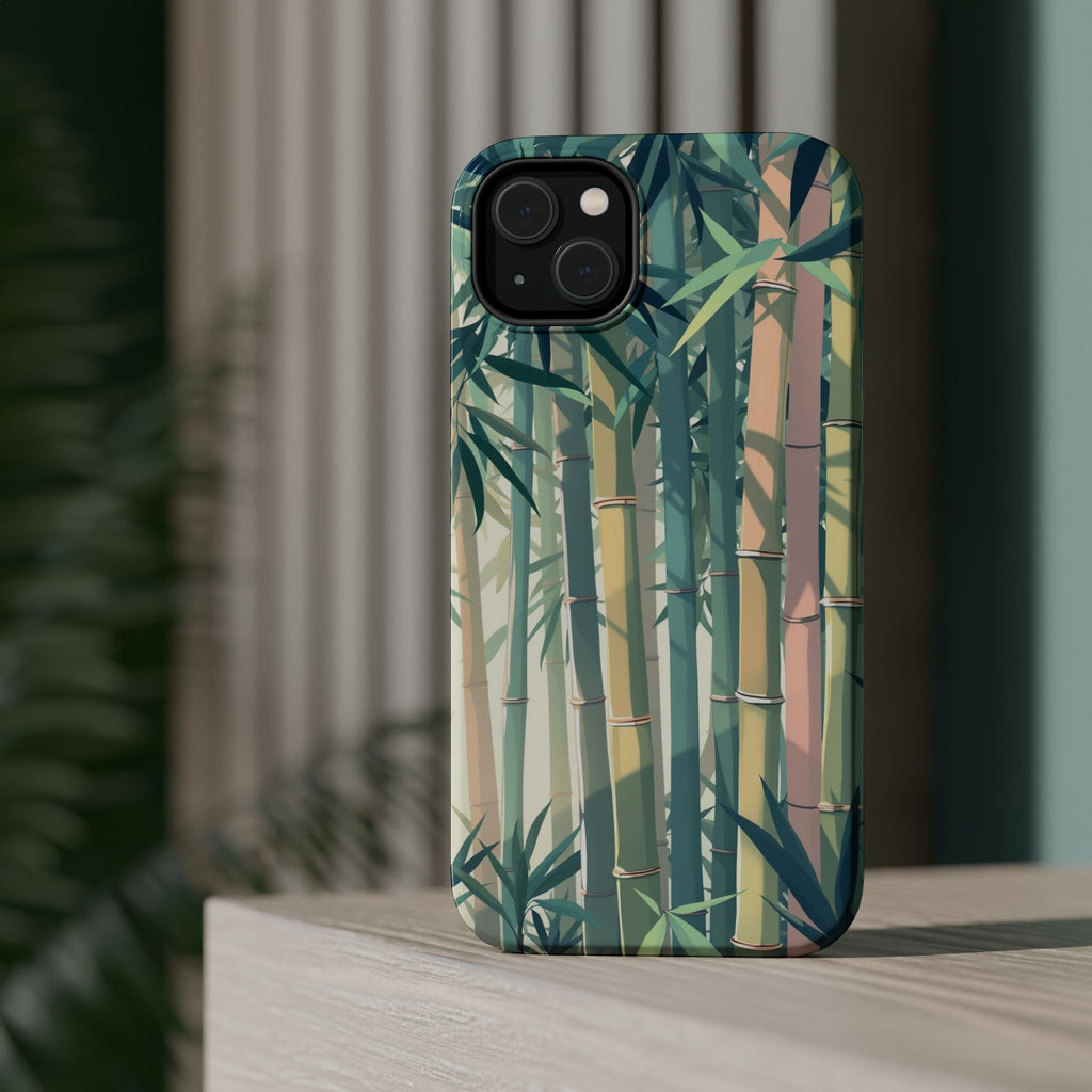 iPhone Mint And Blush Bamboo Grove Bold Modern Everyday Snap Case · iPhone Case