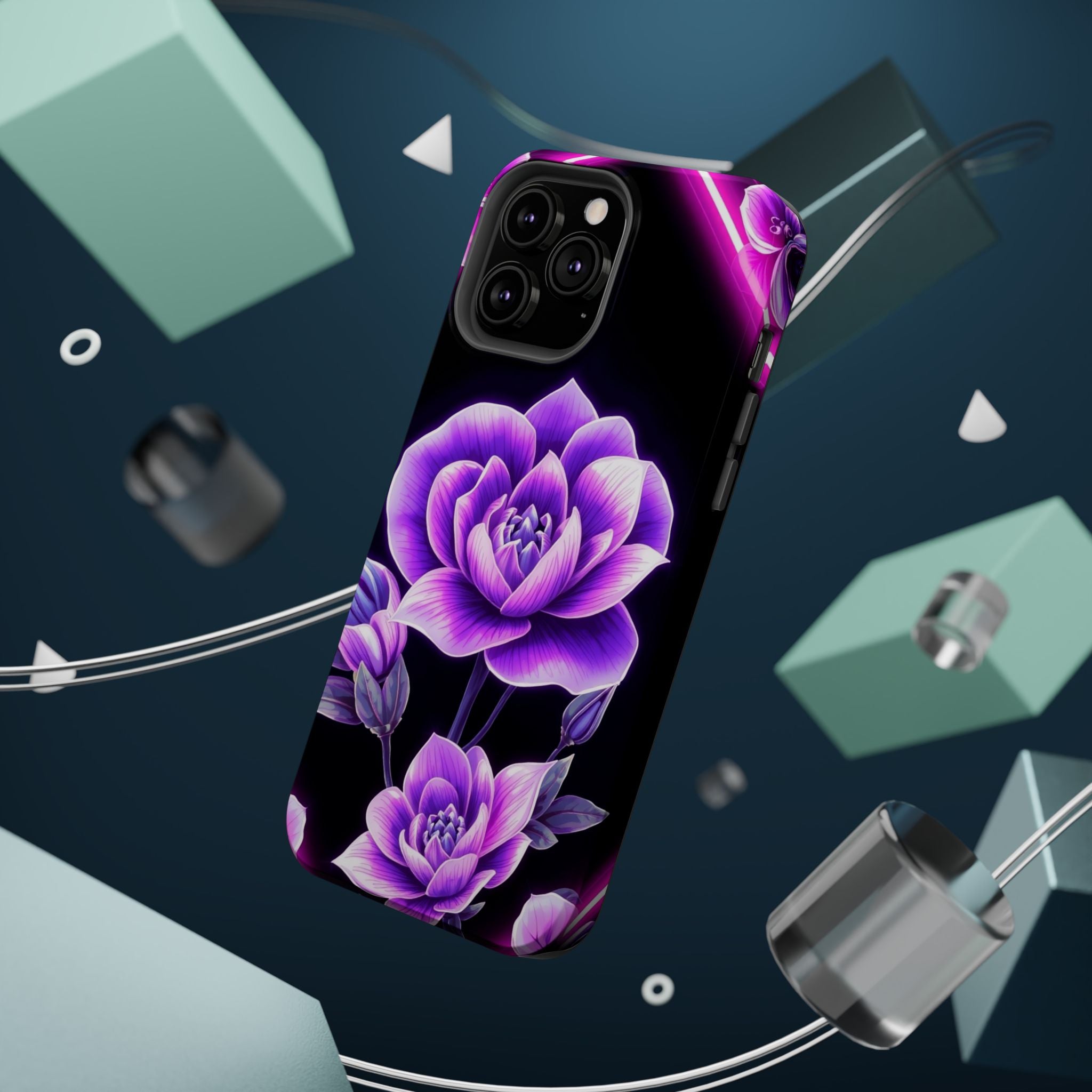 iPhone Floral Ombre Neon Cyberpunk Bold Modern Everyday Snap Case · iPhone Case