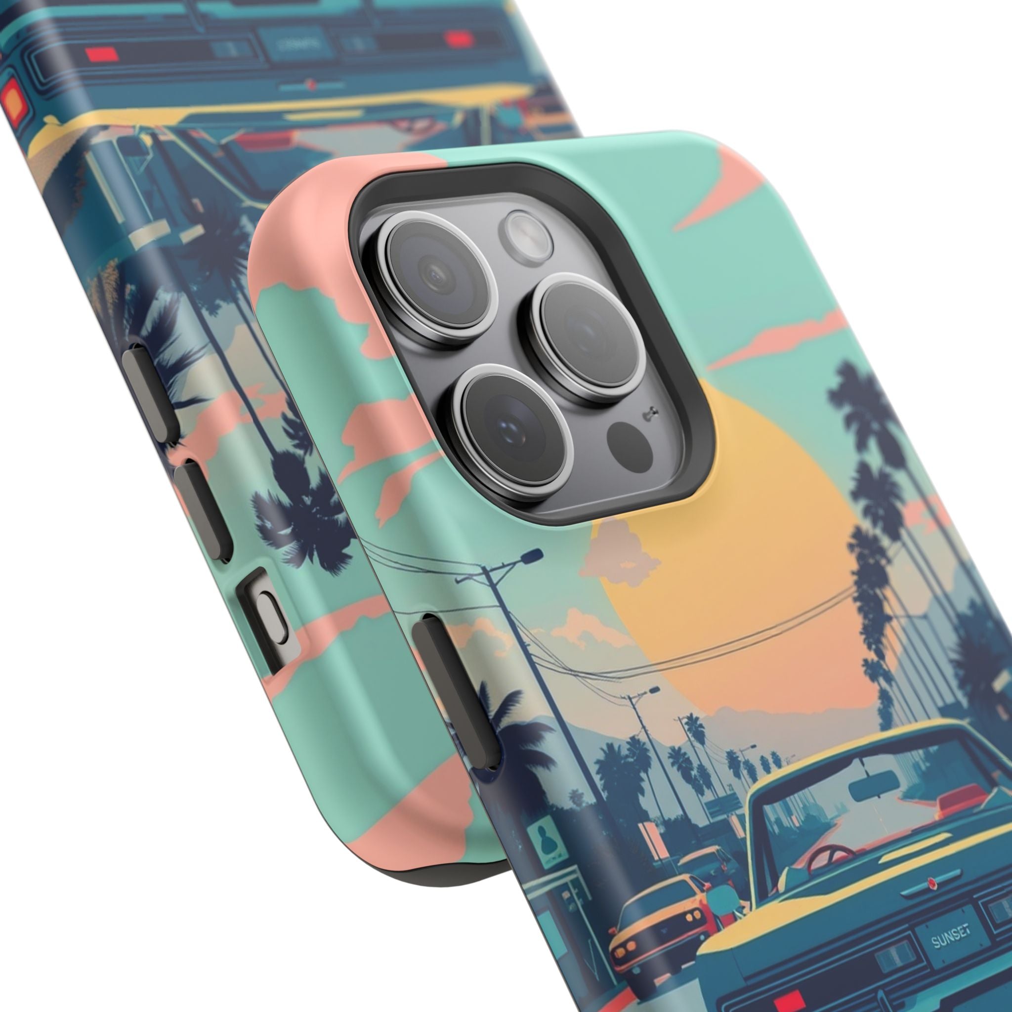 iPhone Sunset Drive 80s Pop Art Bold Slim Everyday Designer Case · iPhone Case