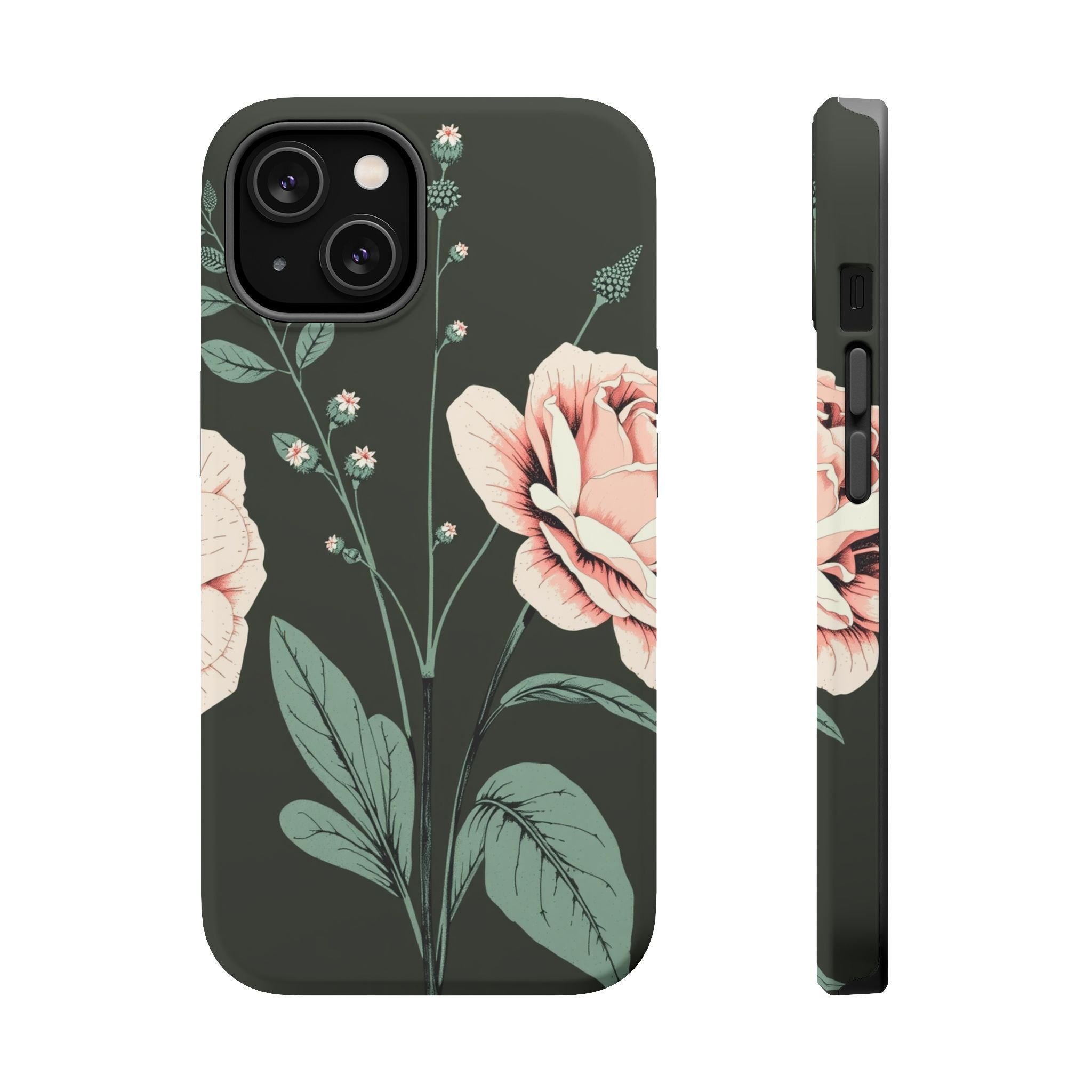 iPhone Mint And Blush Vintage Botanical Print Slim Everyday Designer Case · iPho