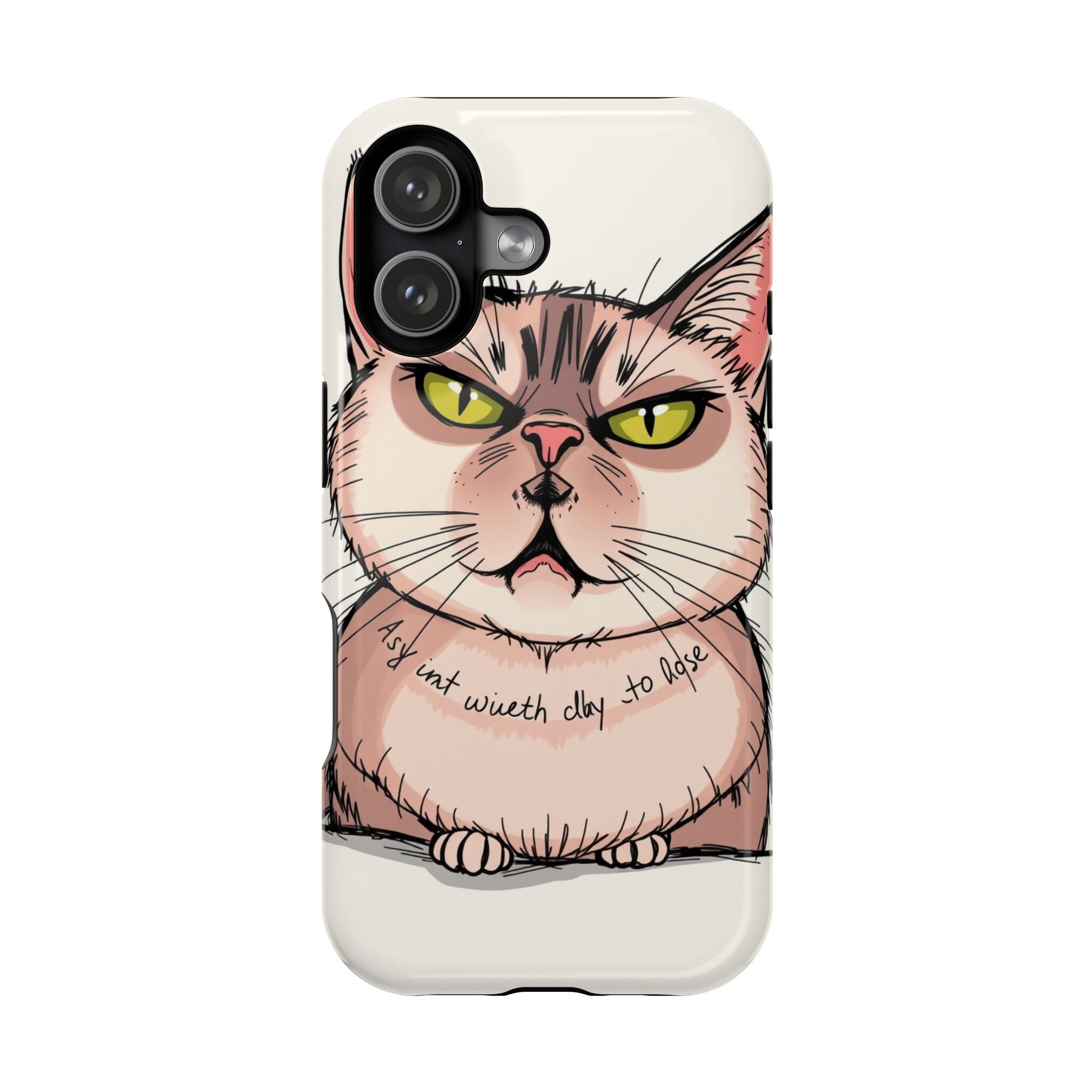 iPhone Sarcastic Cat Verdict Hand-Drawn Sketch Soft Finish Everyday Case · iPhon
