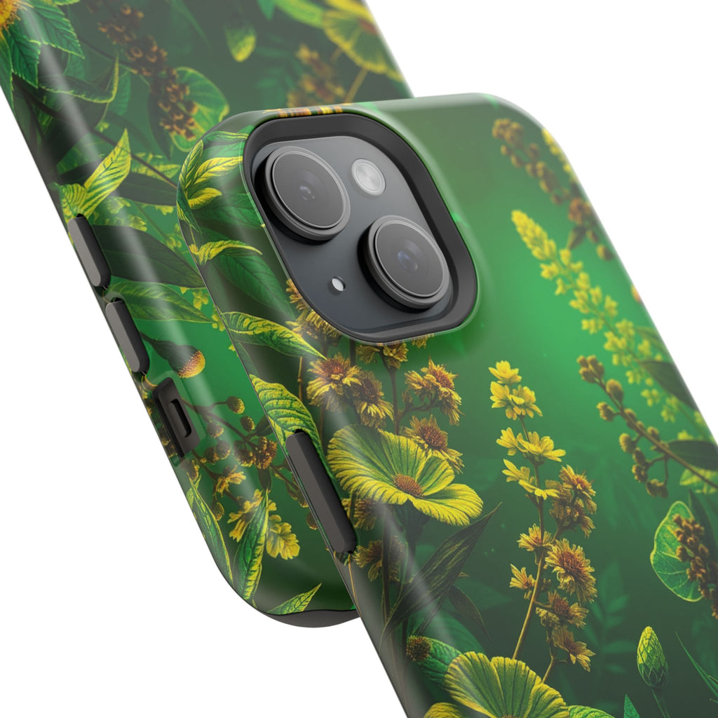 iPhone Emerald Green And Gold Vintage Botanicals Print Slim Snap Case · iPhone C