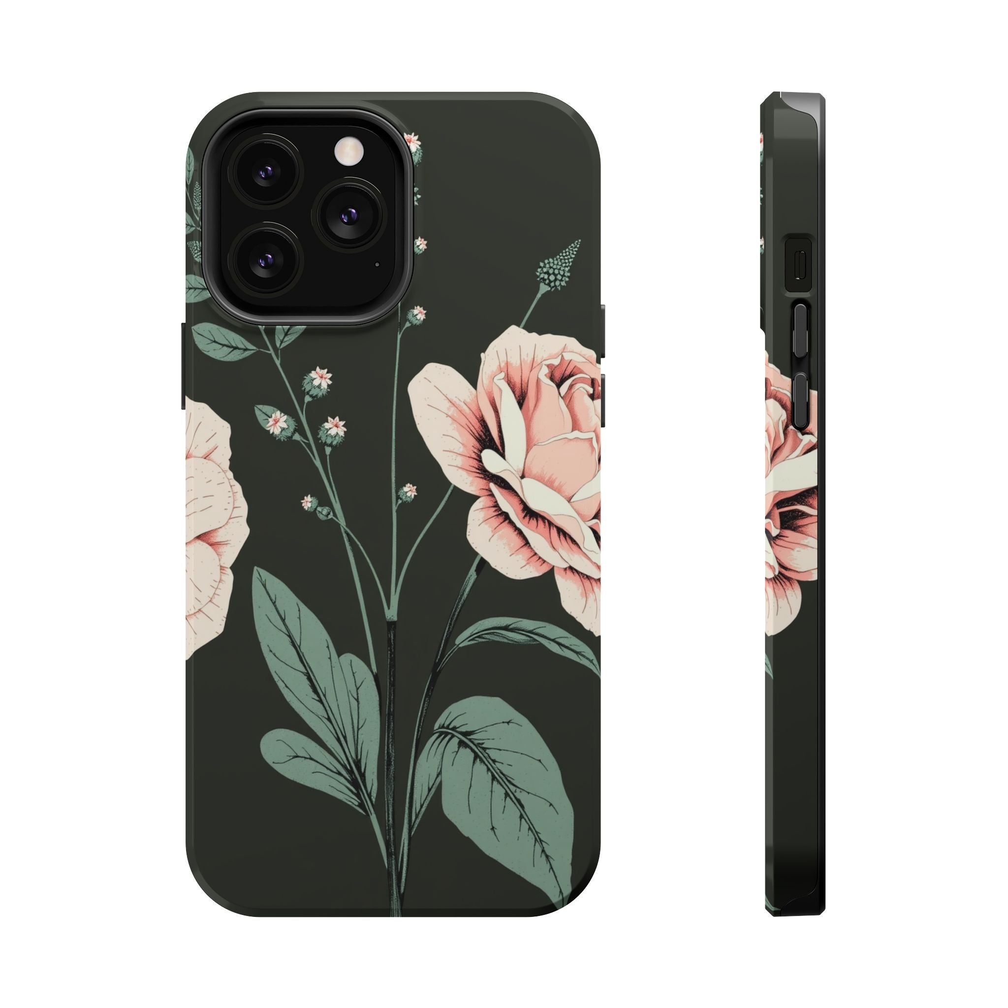 iPhone Mint And Blush Vintage Botanical Print Slim Everyday Designer Case · iPho