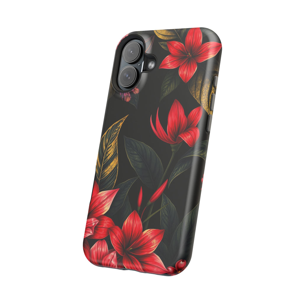 iPhone Black And Crimson Jungle Floral Slim Everyday Designer Case · iPhone Case