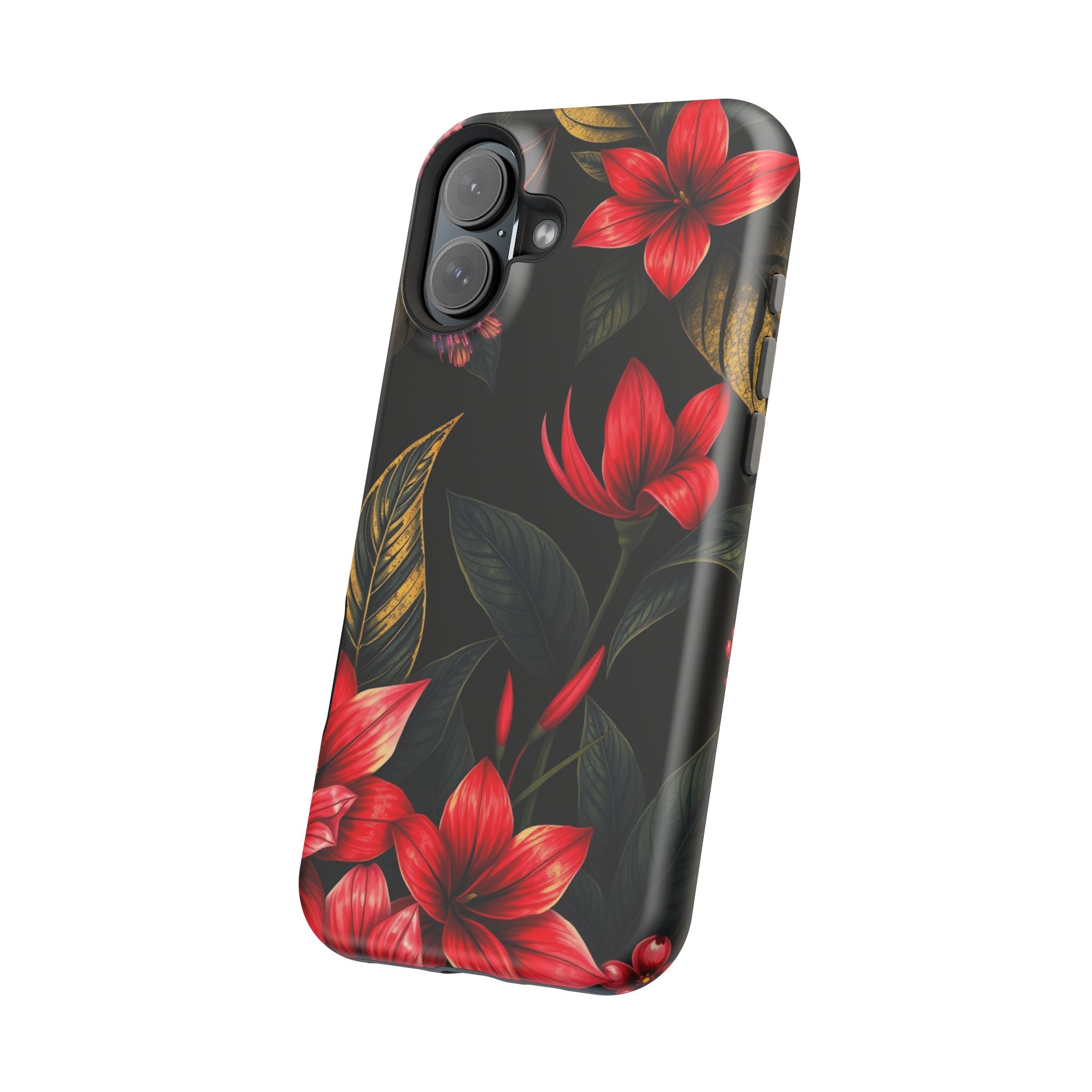iPhone Black And Crimson Jungle Floral Slim Everyday Designer Case · iPhone Case
