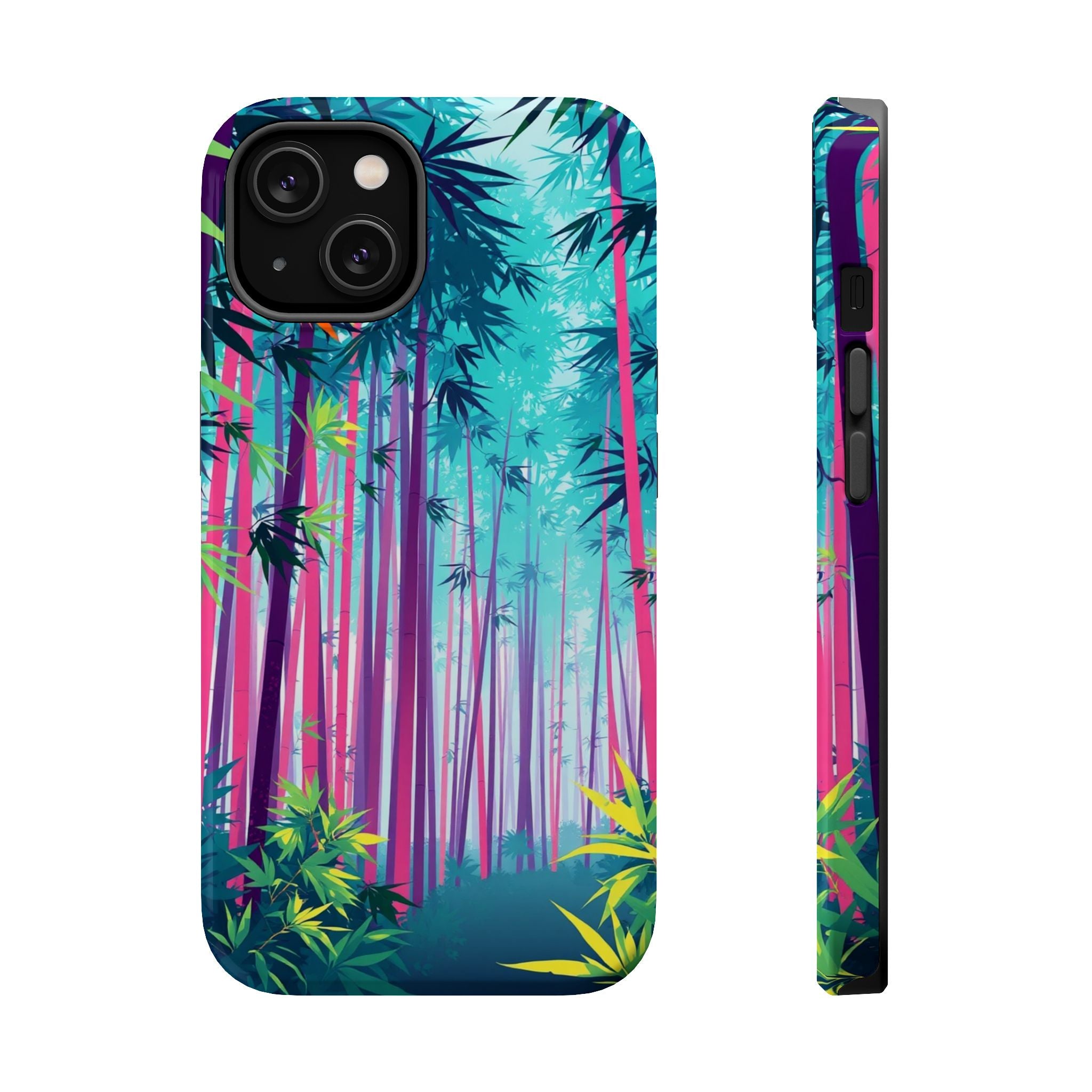 iPhone Cyan And Magenta Bamboo Grove Slim Everyday Designer Case · iPhone Case
