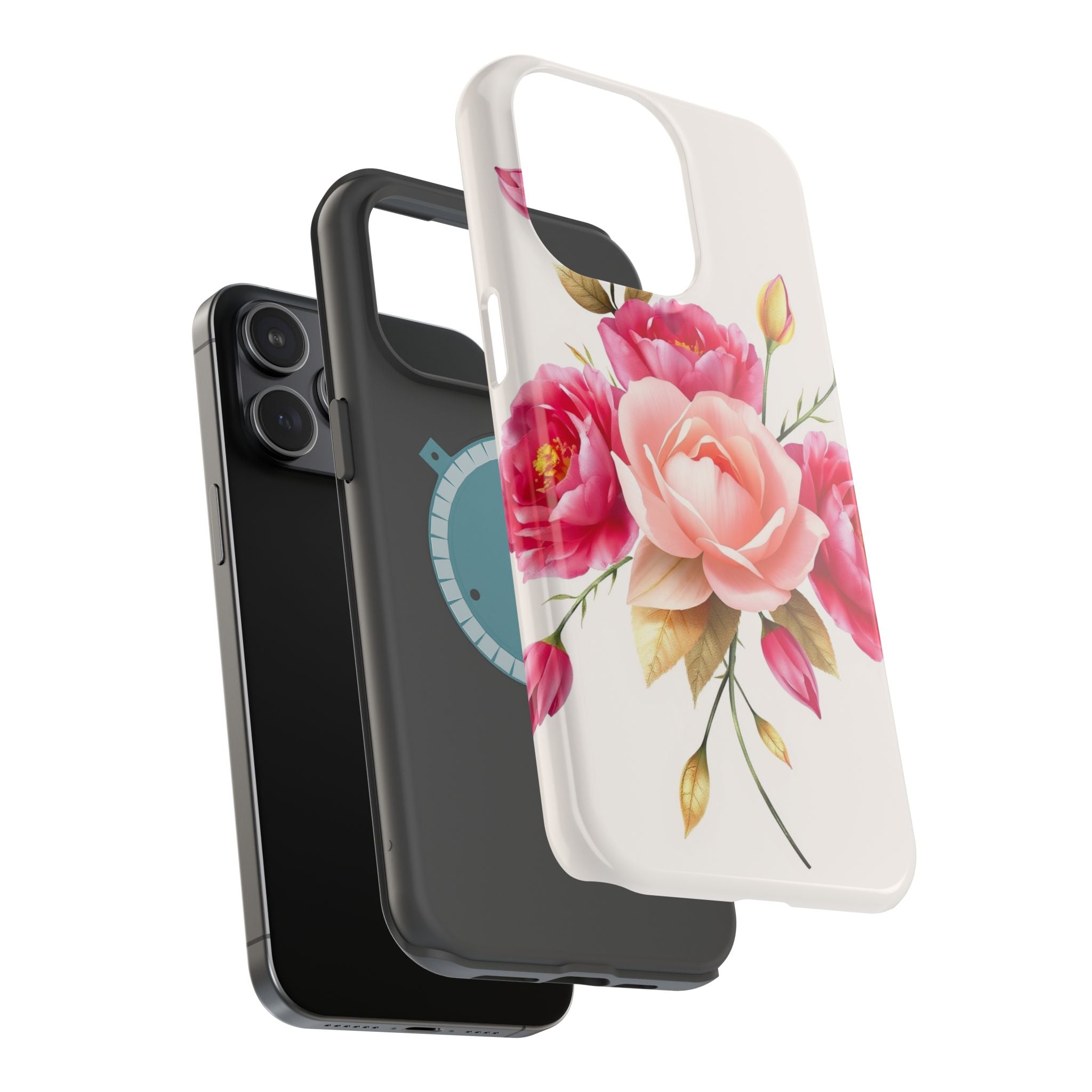 iPhone Rose Pink And Cream Neon Floral Slim Everyday Designer Case · iPhone Case