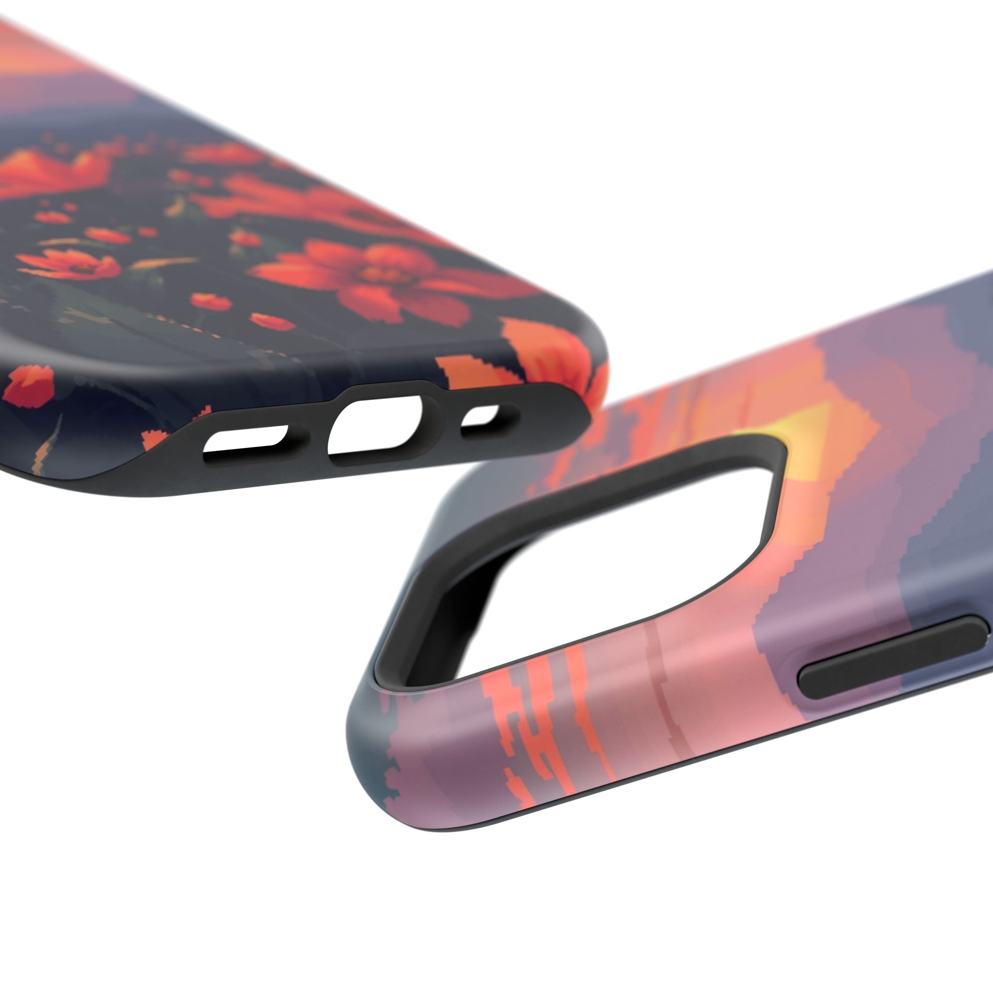 iPhone Sunset Amber And Peach Floral Geometric Soft iPhone Finish · iPhone Case