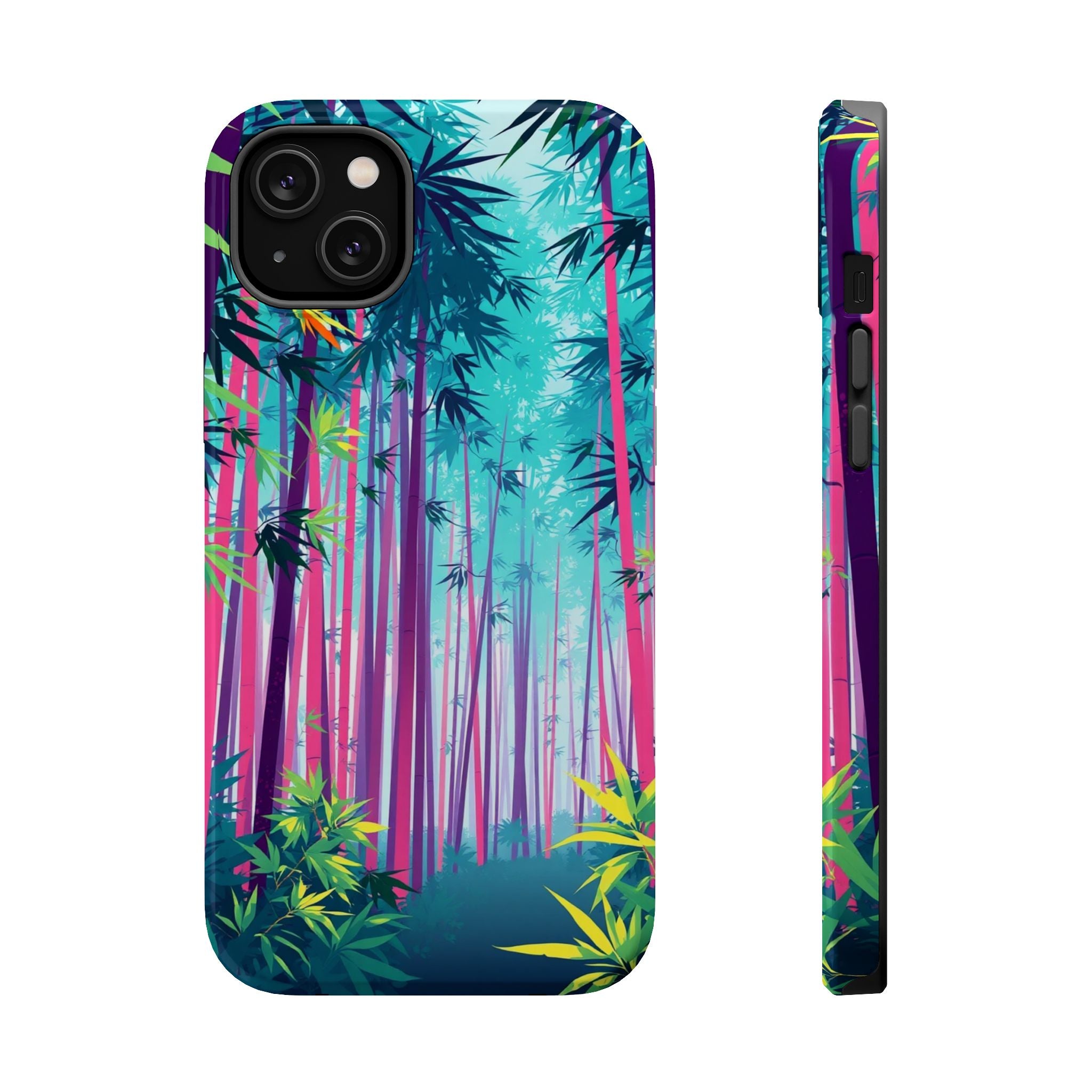 iPhone Cyan And Magenta Bamboo Grove Slim Everyday Designer Case · iPhone Case