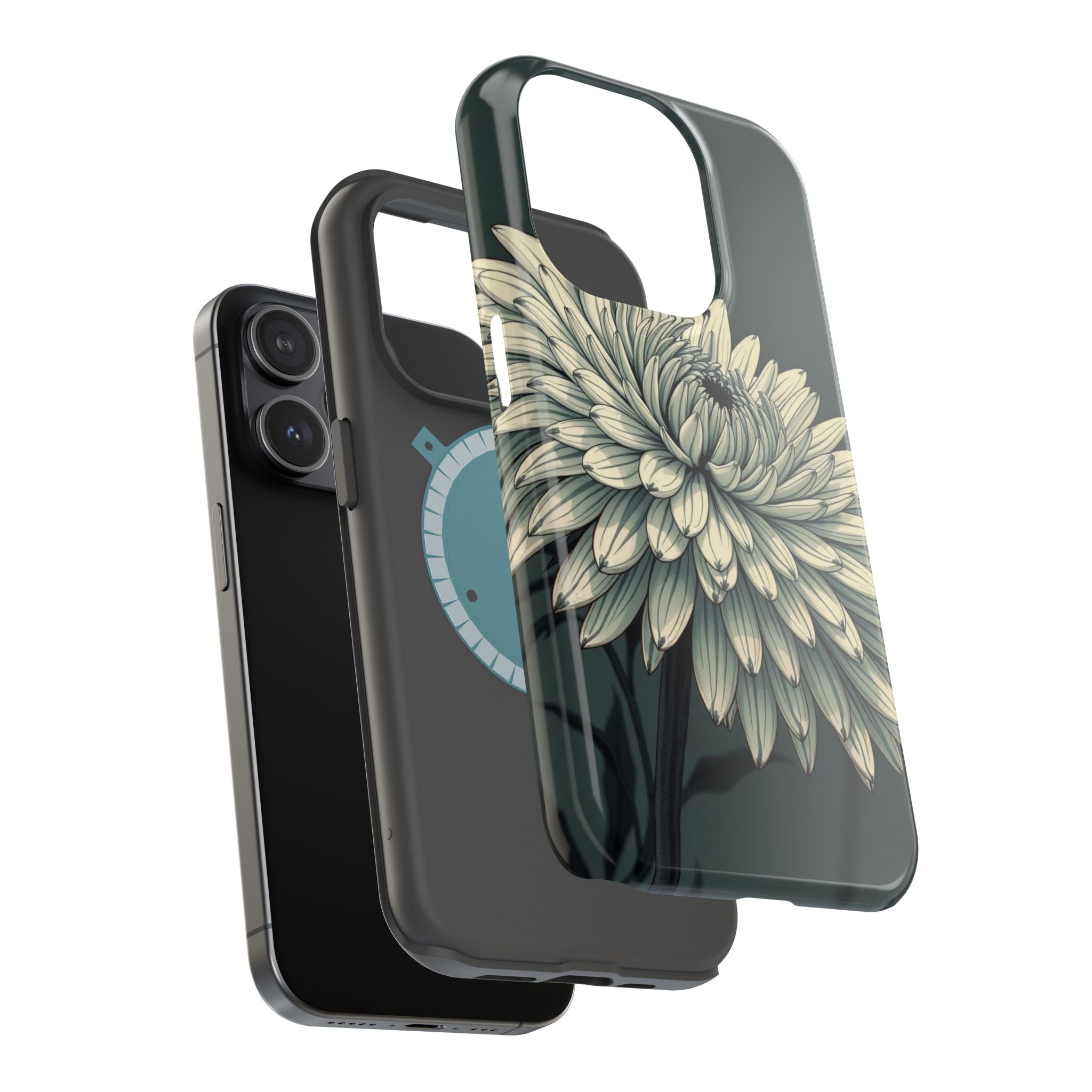 iPhone Chrysanthemum Classic Dark Gothic Ink Carry Case Slim Snap Case · iPhone