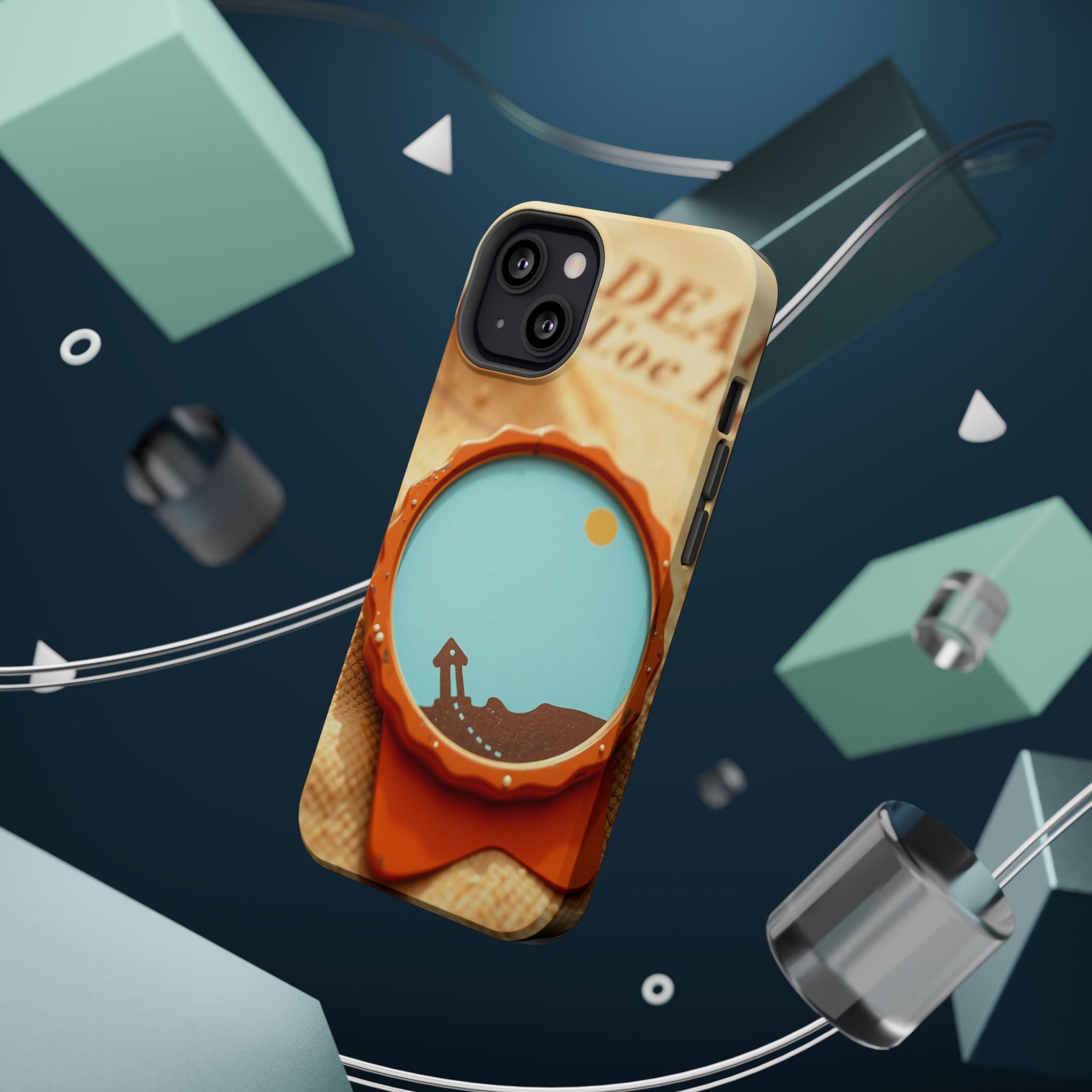 iPhone Burnt Orange And Sand Retro Travel Badge Soft Finish Everyday Case · iPho
