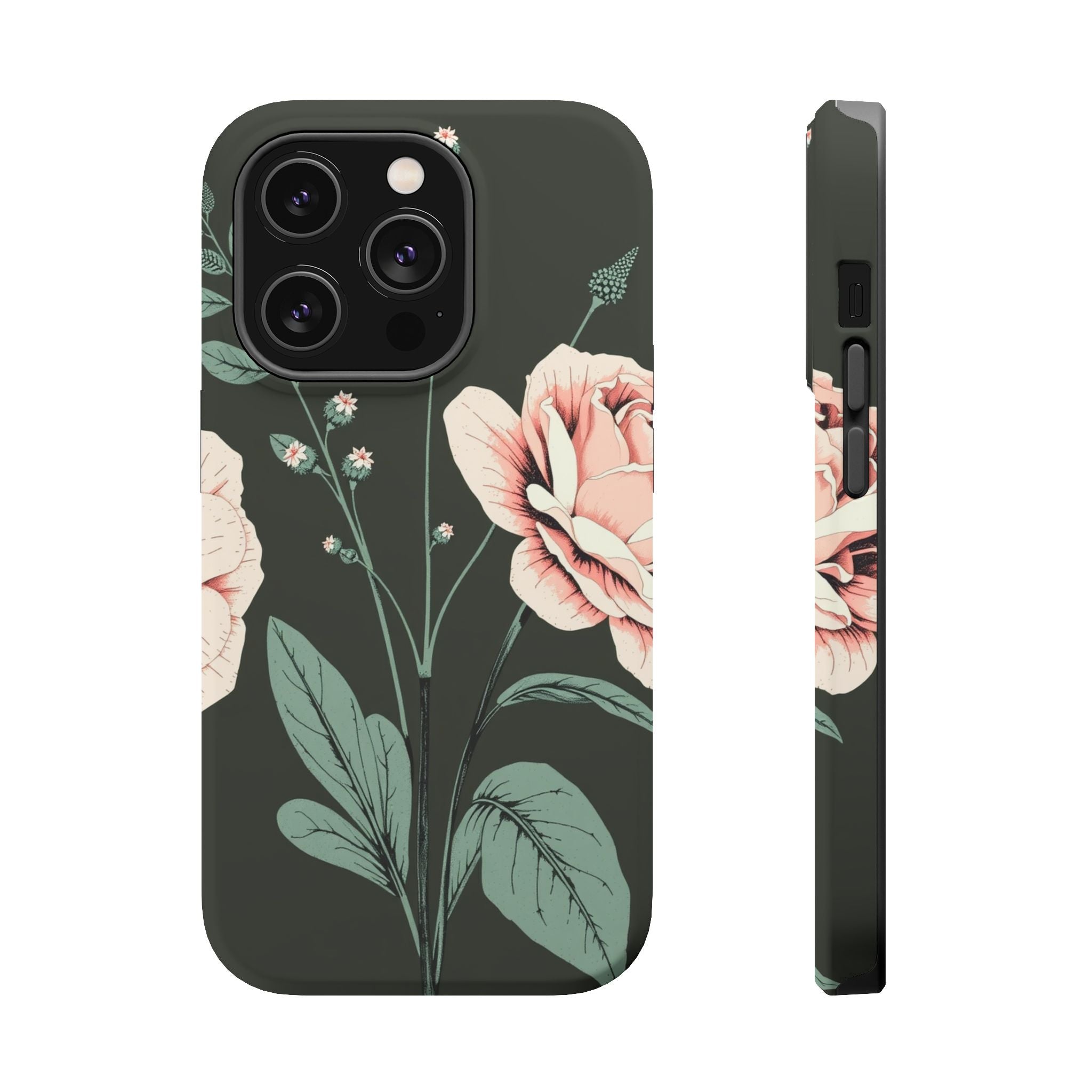 iPhone Mint And Blush Vintage Botanical Print Slim Everyday Designer Case · iPho