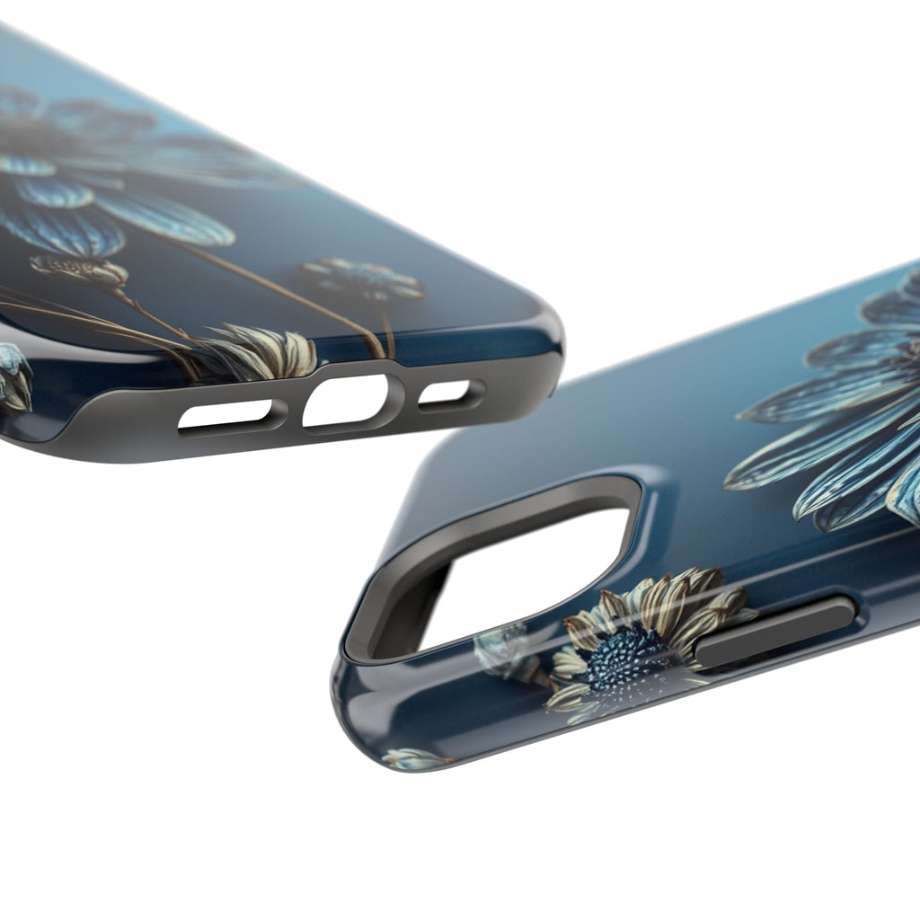 iPhone Midnight Blue And Silver Dried Flower Flat Lay iPhone 15 · iPhone Case